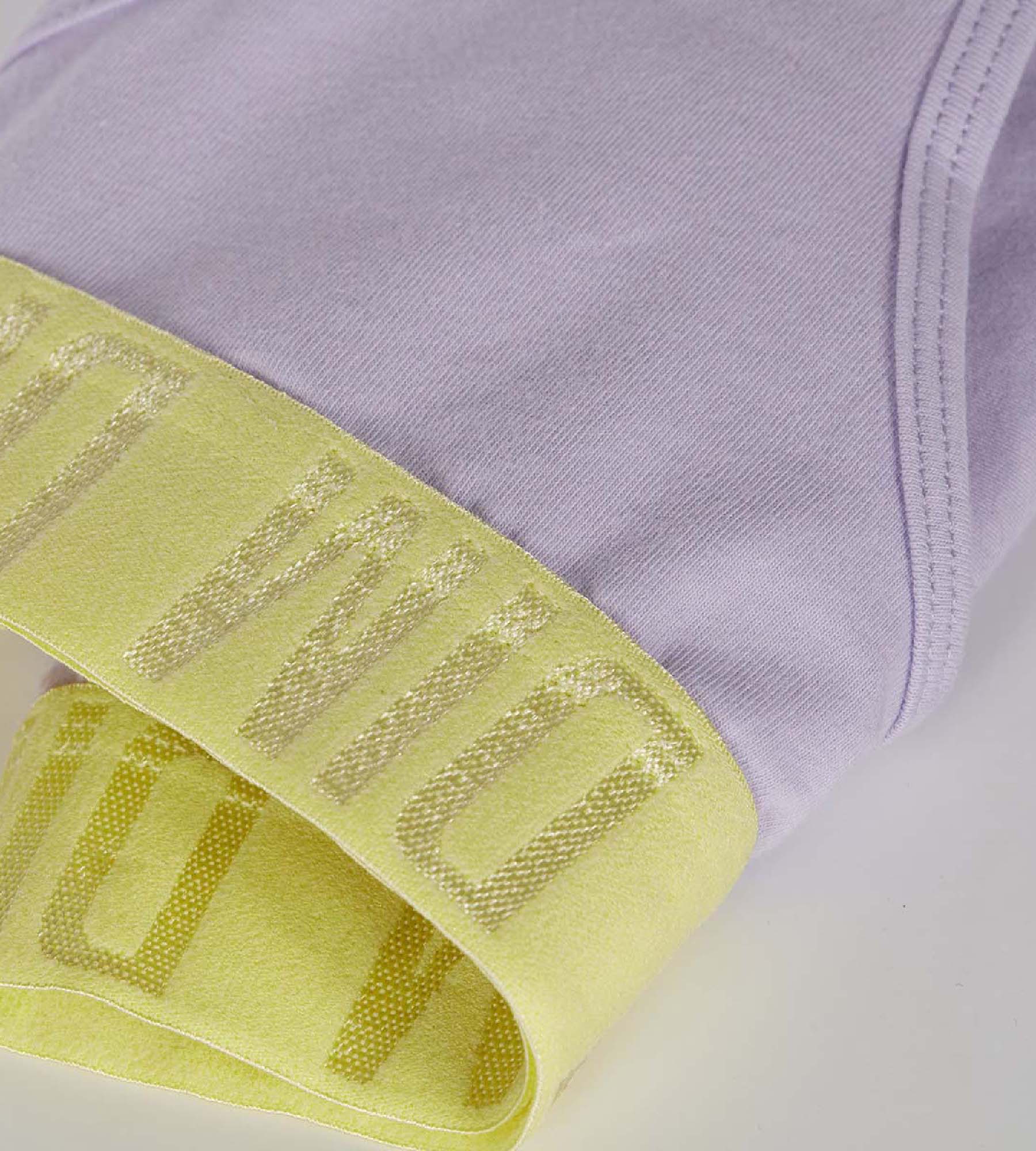 DIM Shorty bambina in cotone elasticizzato Lila con fascia Anis in vita Dim Sport
