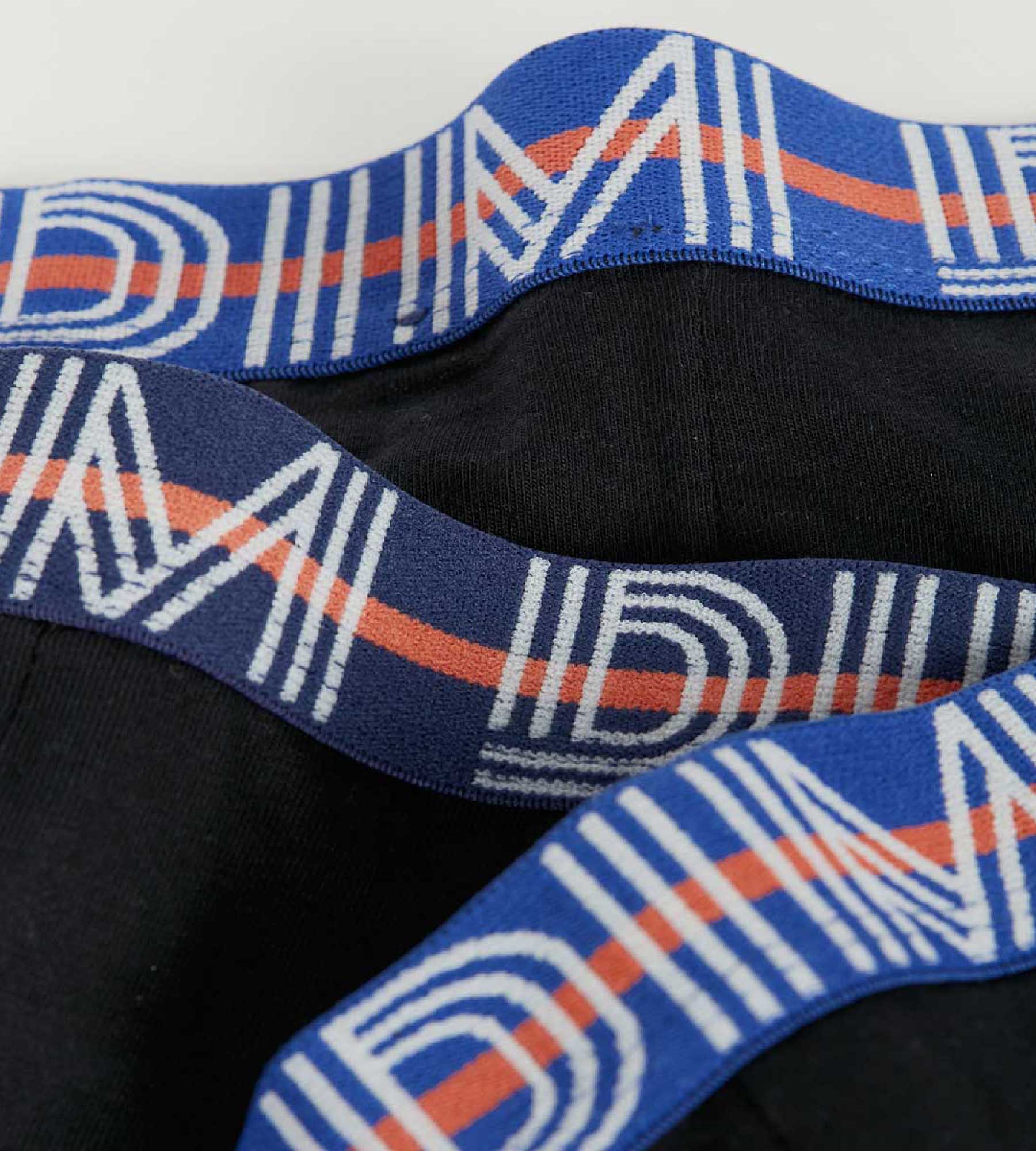 DIM Pacco da 3 boxer bambino in cotone elasticizzato con vita a contrasto, Nero Ecodim