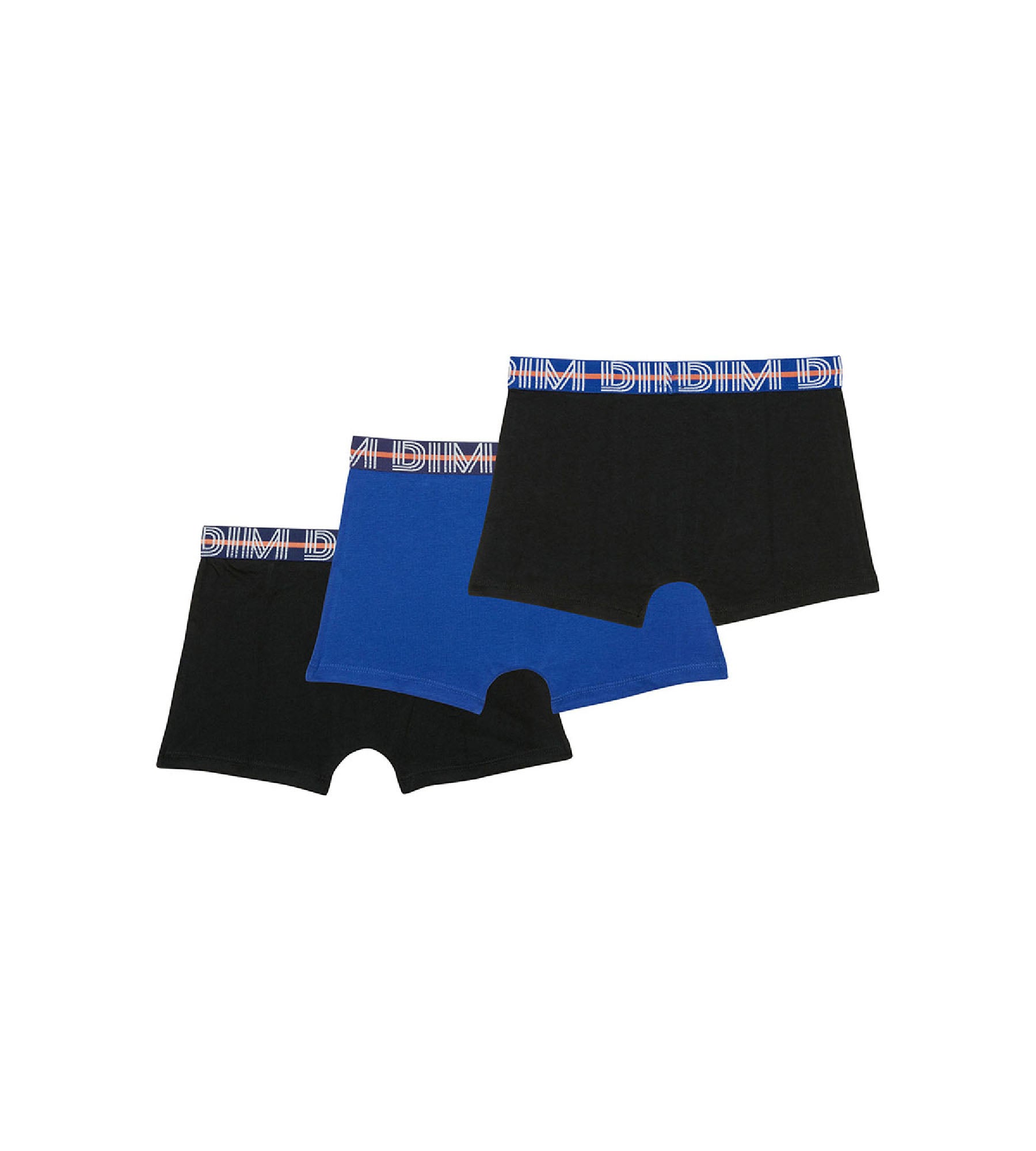 DIM Pacco da 3 boxer da Bambino in cotone elasticizzato con vita a contrasto Blu EcoDim