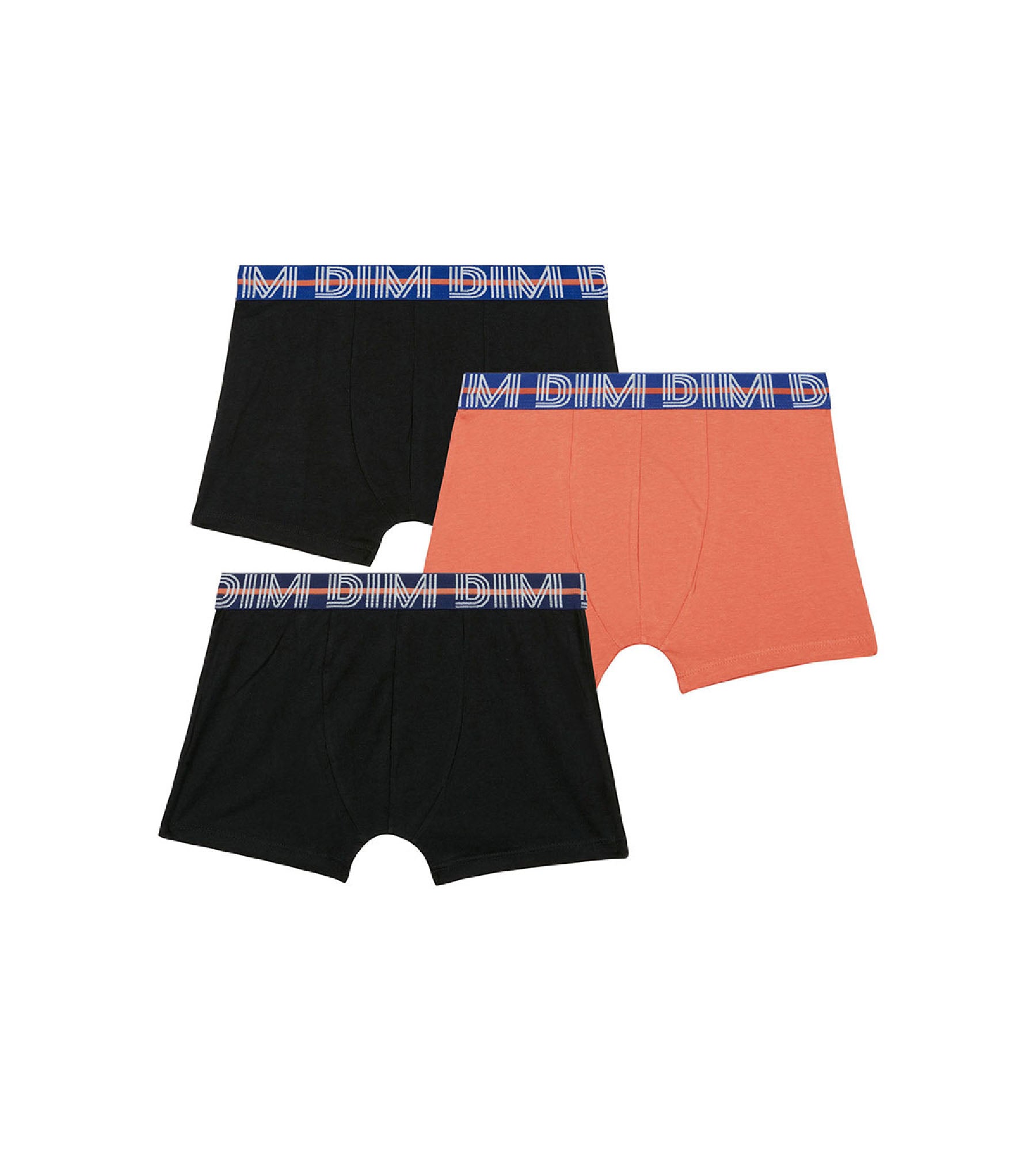 DIM Pacco da 3 boxer da bambino in cotone elasticizzato con vita a contrasto Arancione EcoDim