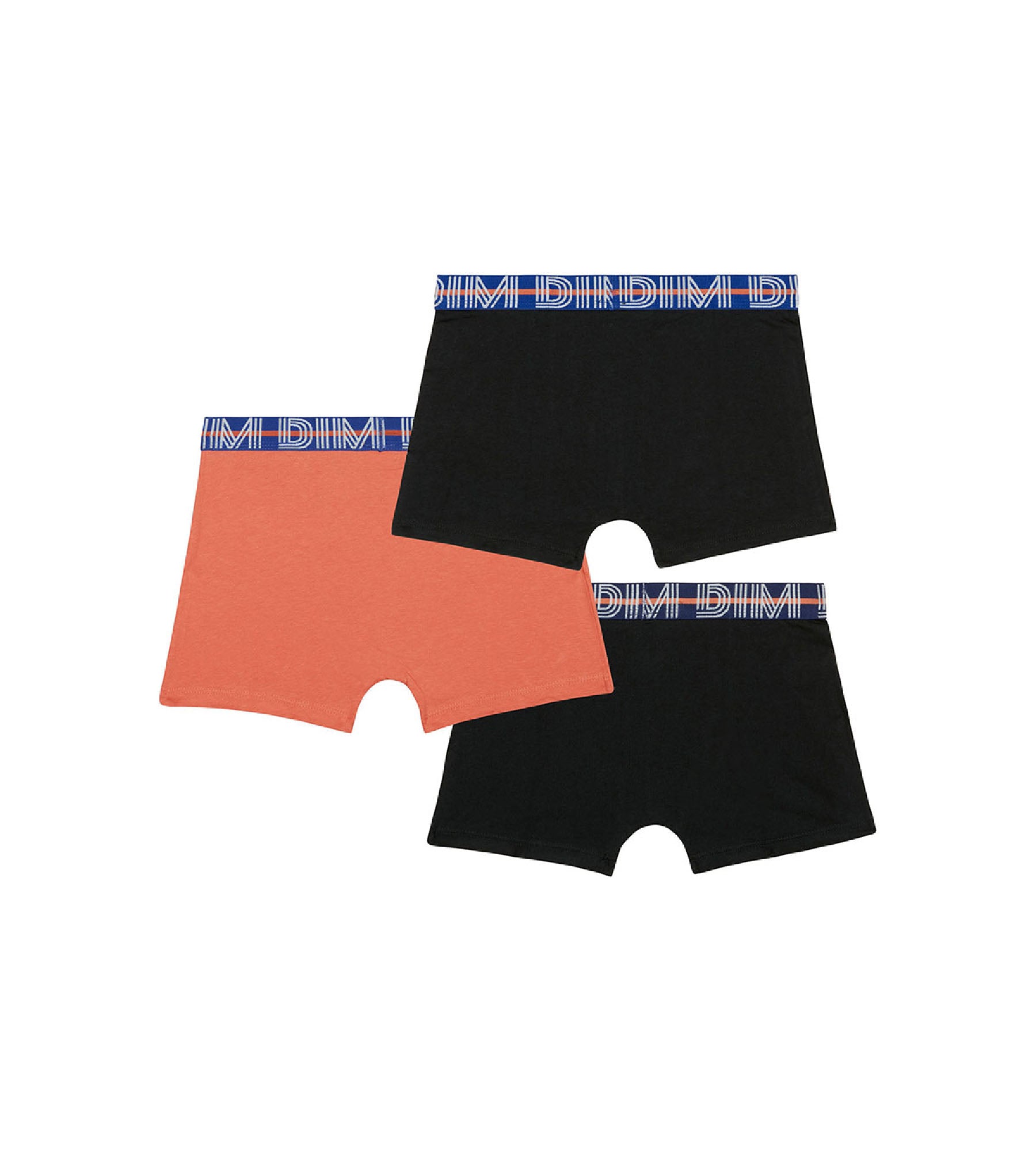 DIM Pacco da 3 boxer da bambino in cotone elasticizzato con vita a contrasto Arancione EcoDim