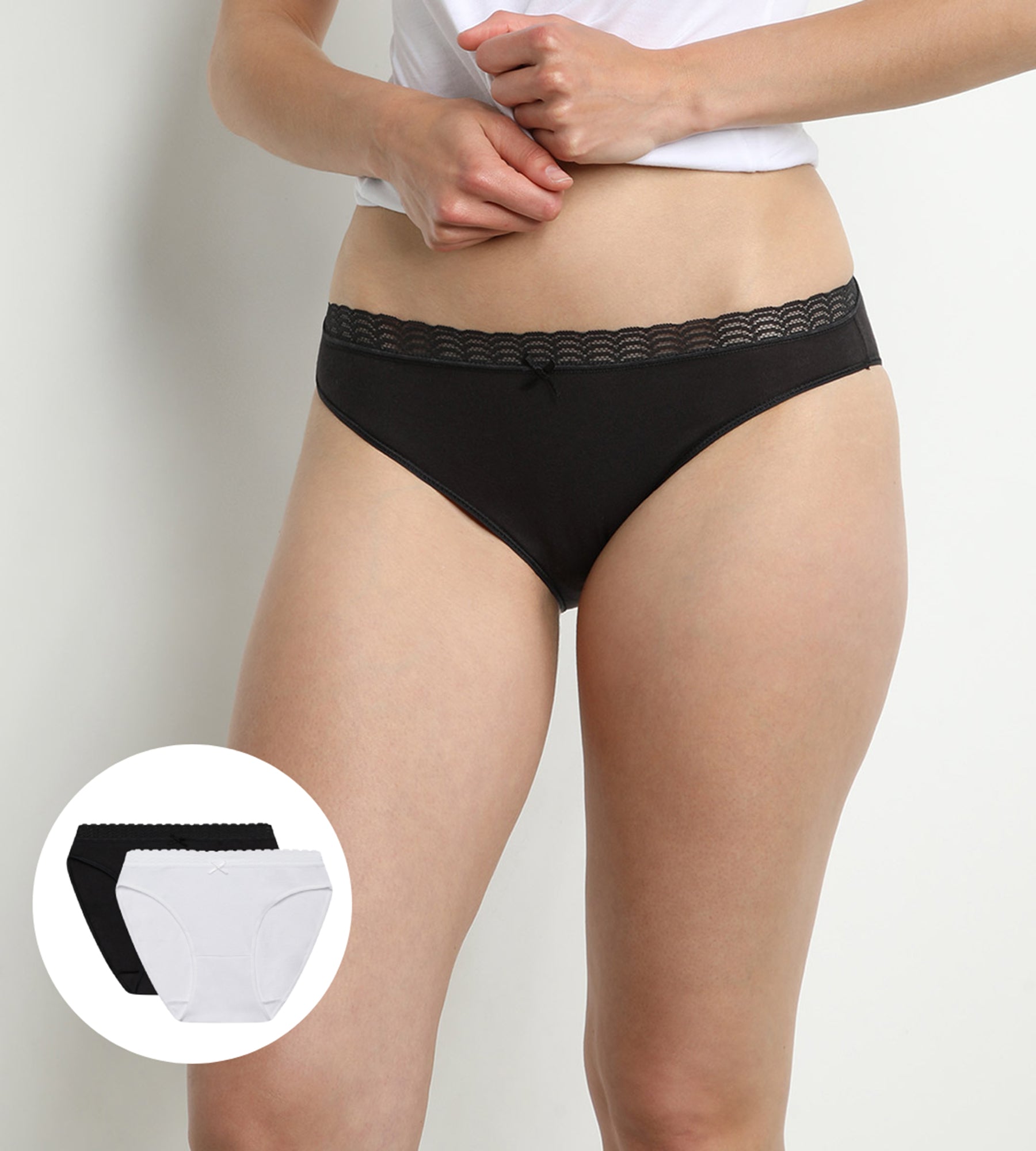 DIM Pacco da 2 slip da donna bianchi e neri DIM Fashion