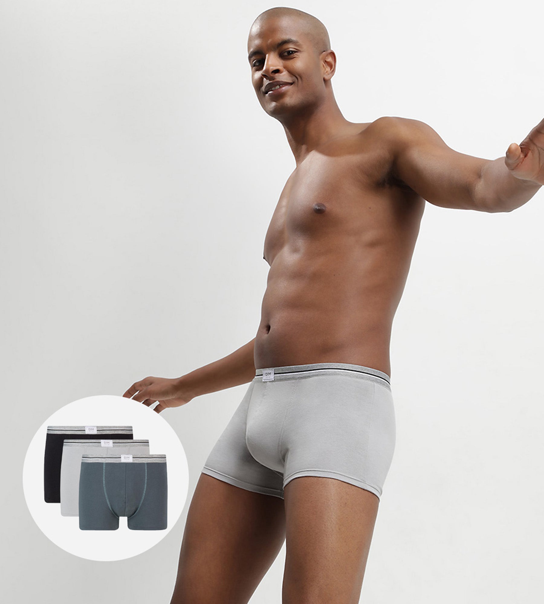 DIM Pacco da 3 boxer in denim grigio e cotone elasticizzato Ultra Resist