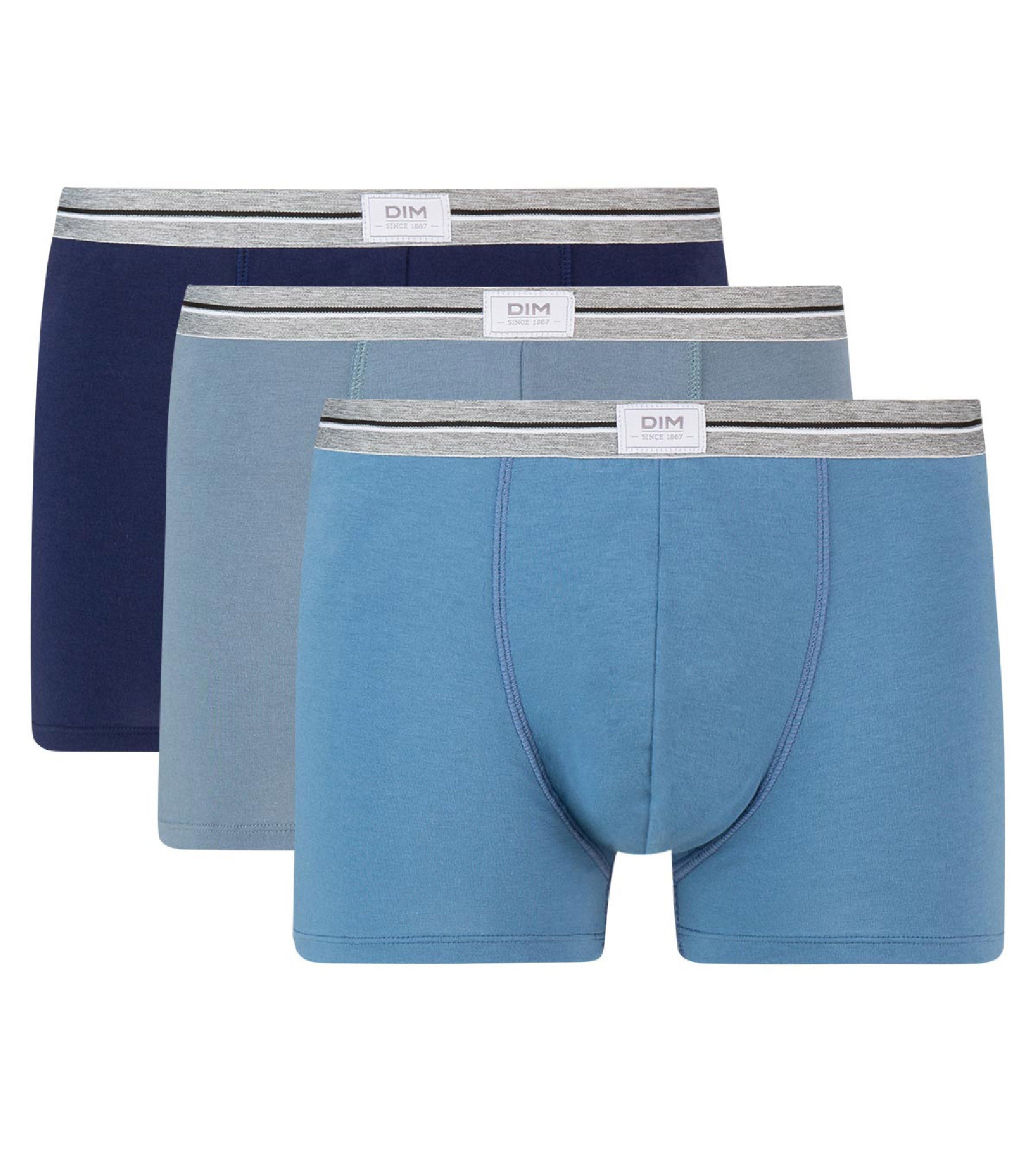 DIM Pacco da 3 boxer in denim grigio e cotone elasticizzato Ultra Resist
