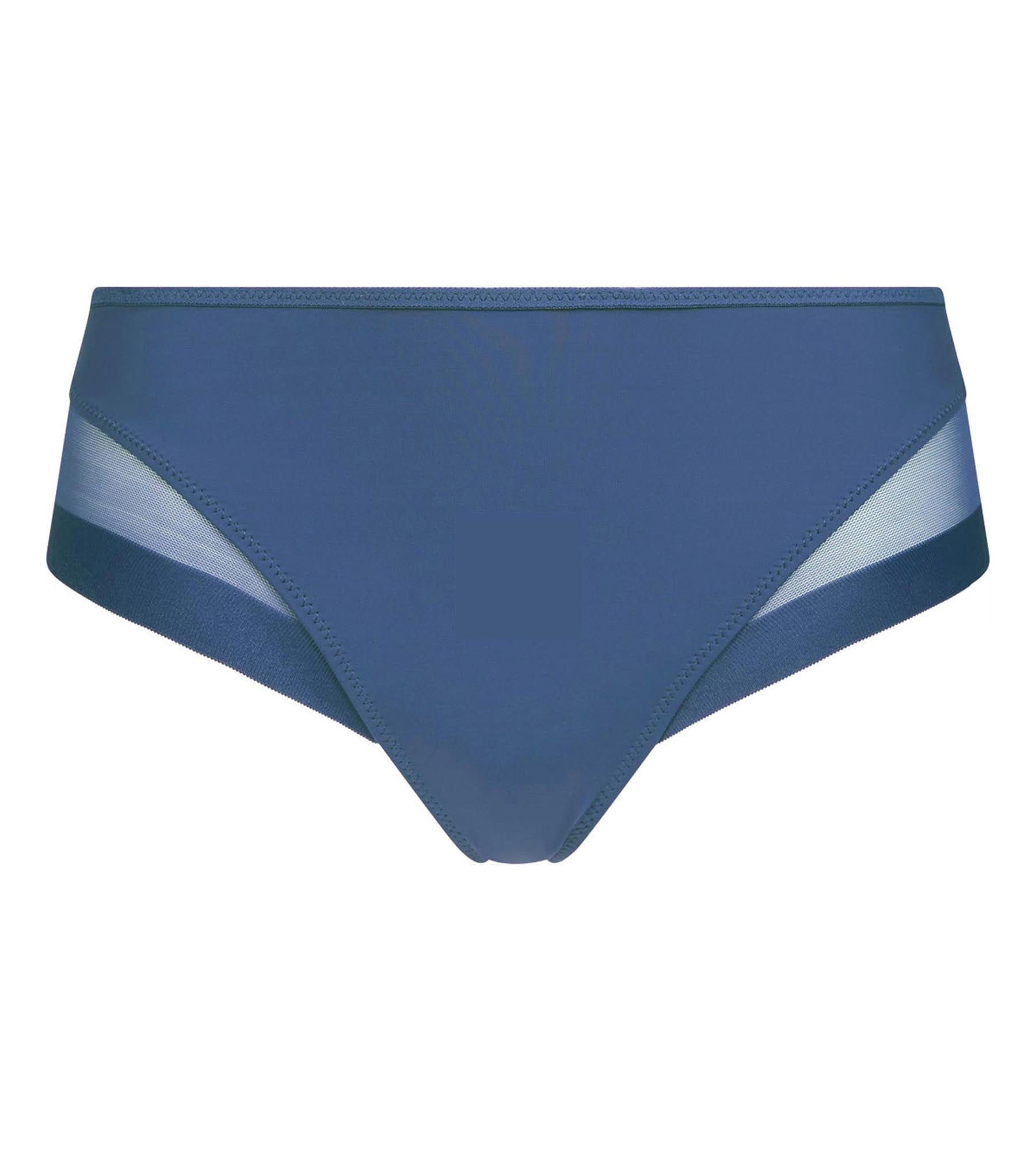 DIM Slip donna blu porcellana in microfibra e tulle Dim Generous