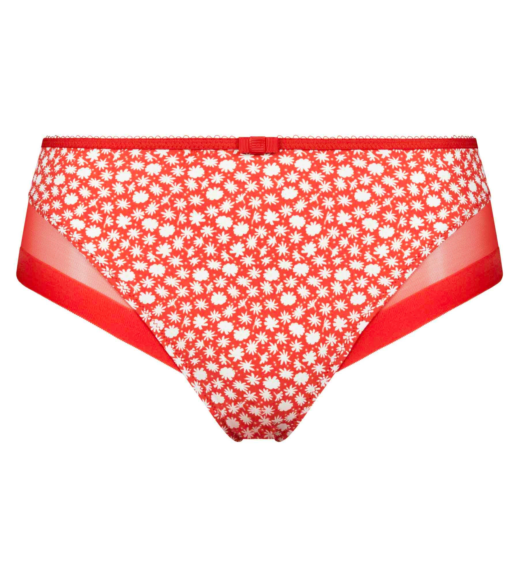 DIM Slip in microfibra e tulle rosso floreale Generous