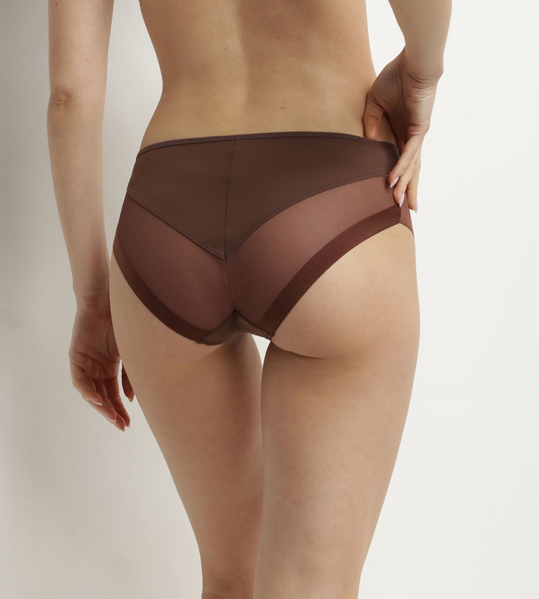 DIM Slip marrone in microfibra e tulle Dim Generous