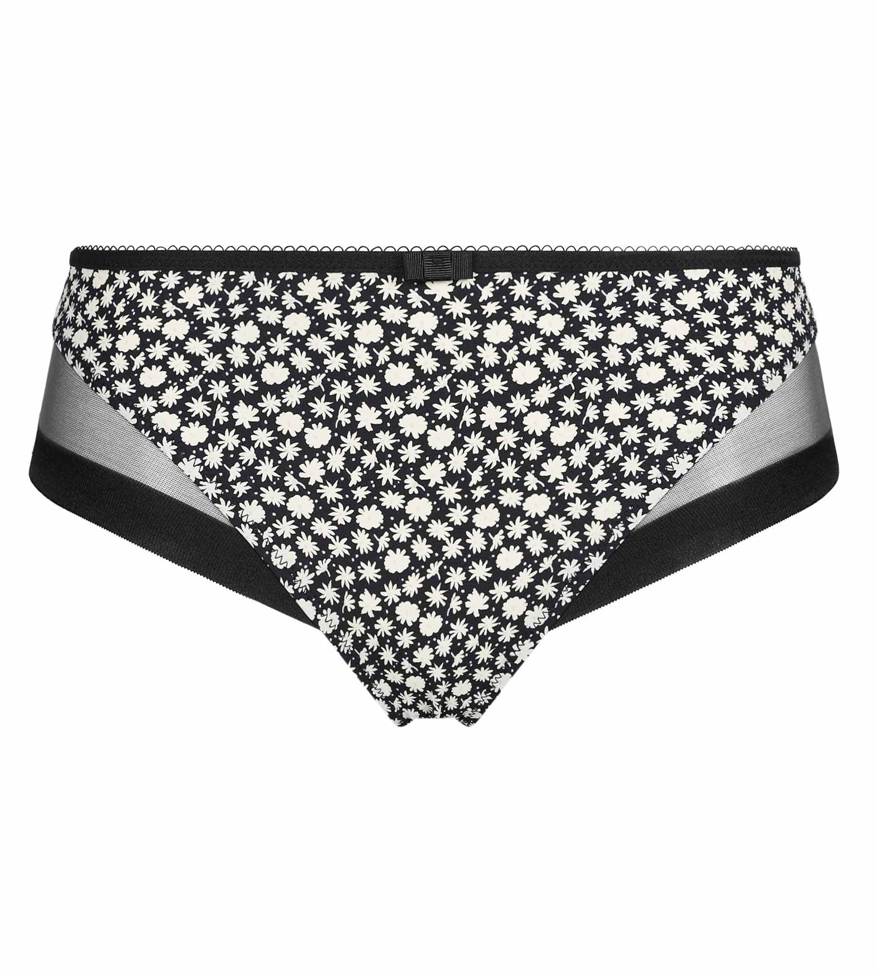 DIM Slip in microfibra e tulle nero bianco e floreale Dim Generous