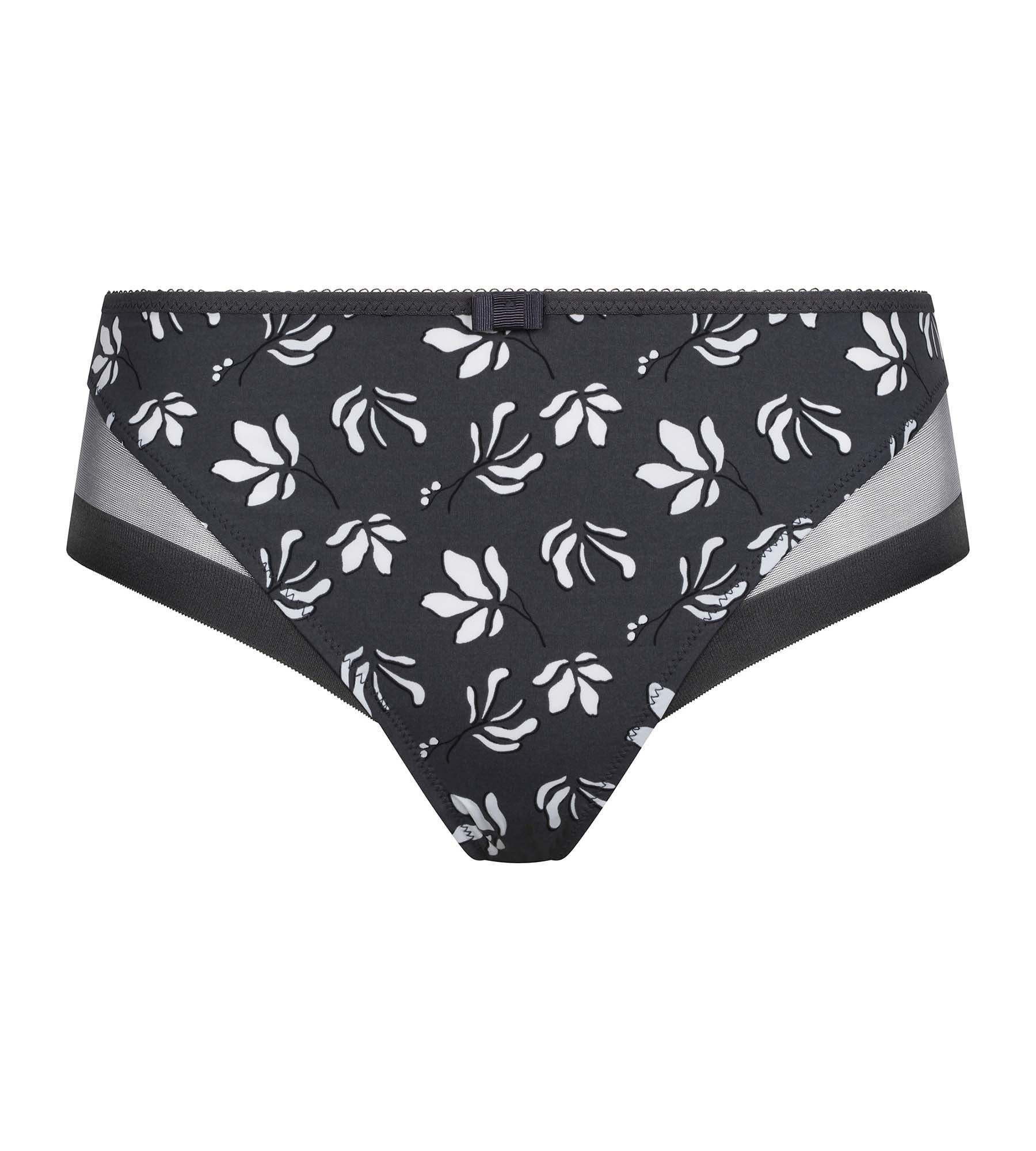 DIM Slip da donna in microfibra e tulle grigio a fiori Generous Essentiel