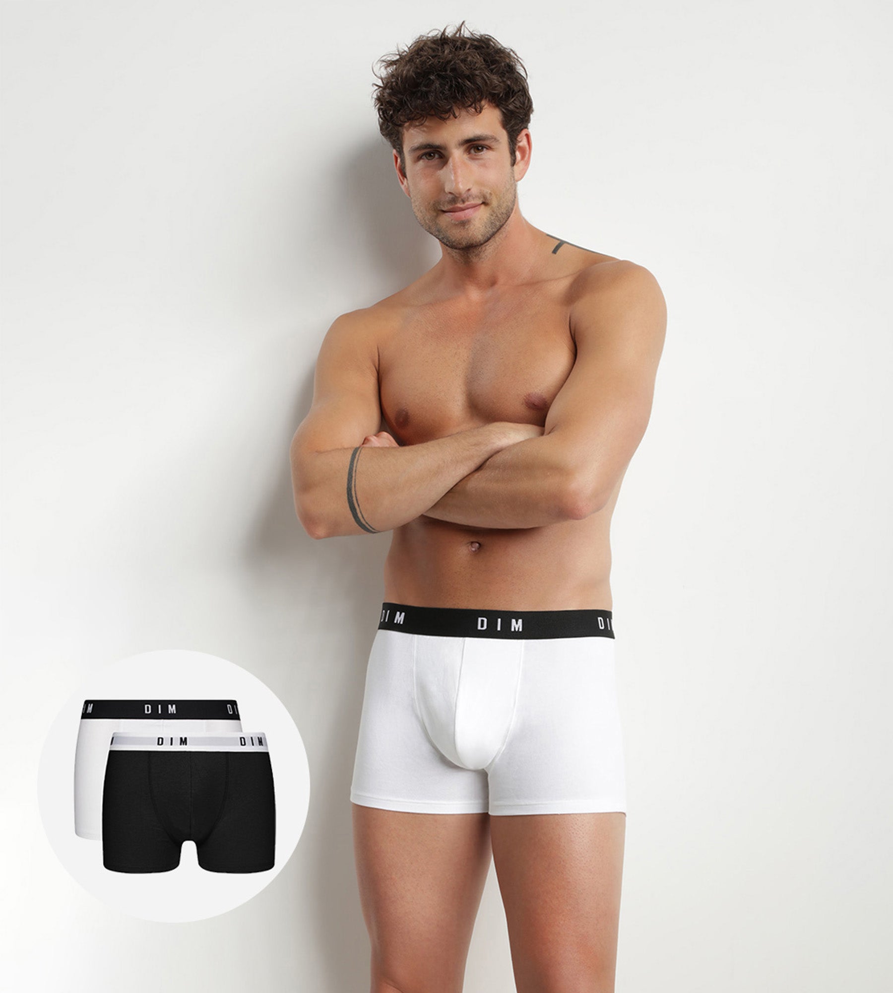 DIM Pacco da 2 boxer uomo in cotone elasticizzato retrò nero Dim Originals