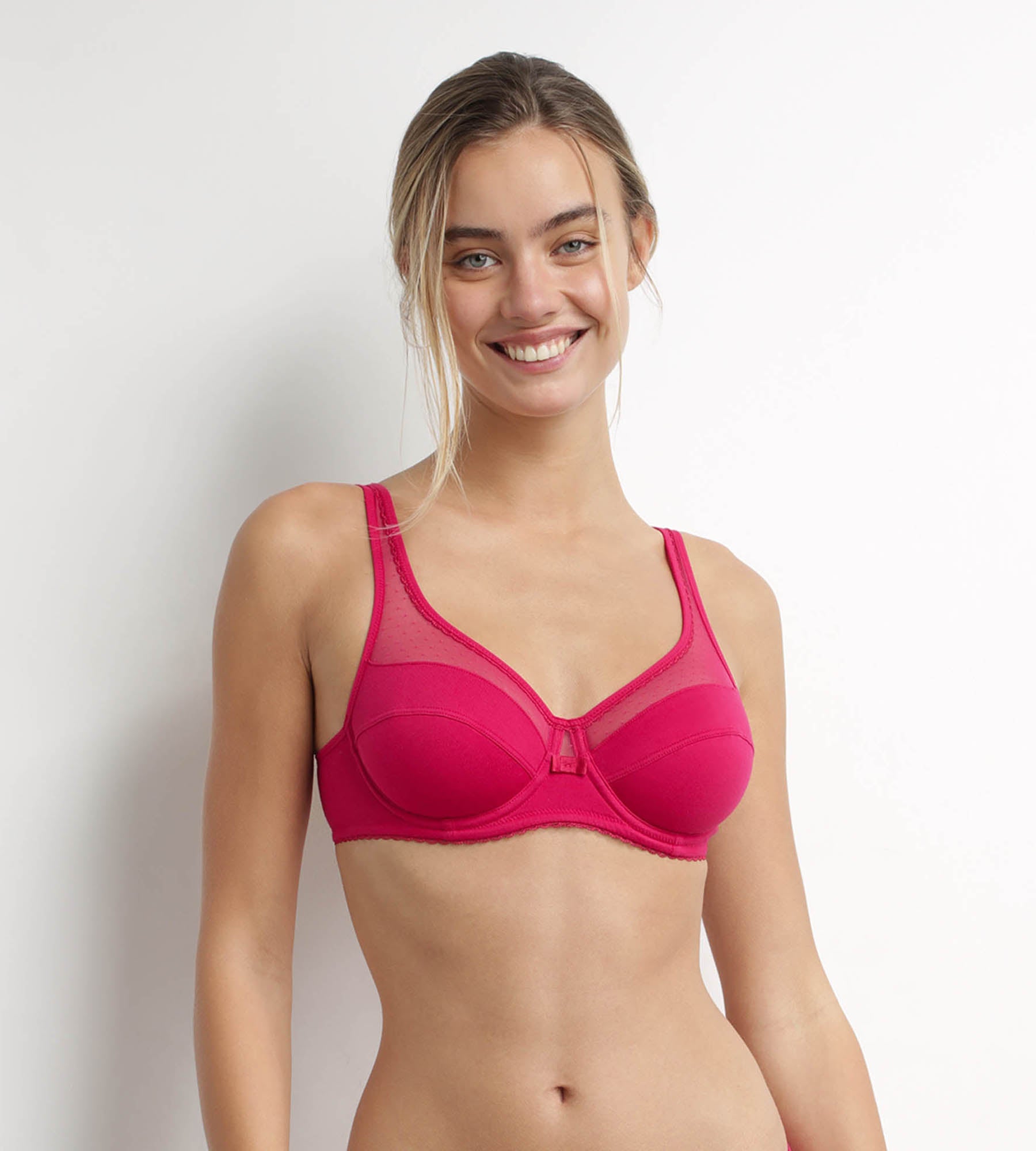 DIM Reggiseno push-up rosso con ferretto Generous Cotone Bio Dim