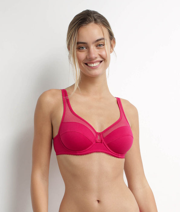 DIM Reggiseno push-up rosso con ferretto Generous Cotone Bio Dim