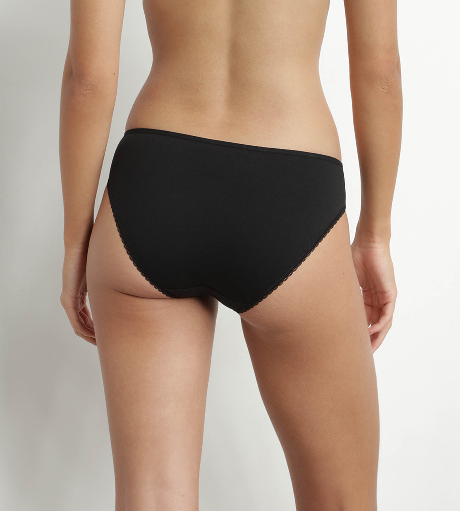 DIM Slip da donna in cotone bio e tulle Plumetis Nero Generous Dim