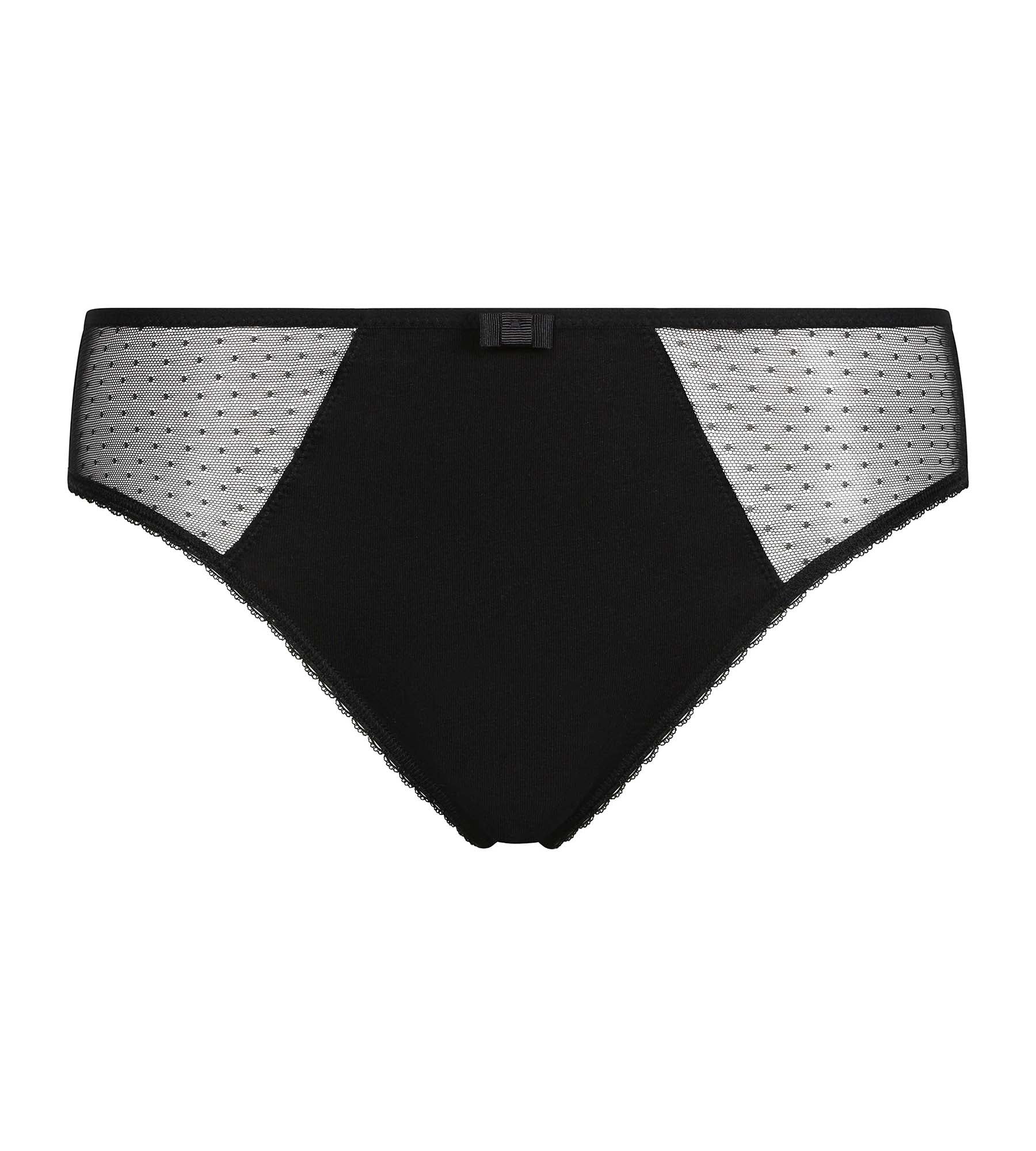 DIM Slip da donna in cotone bio e tulle Plumetis Nero Generous Dim