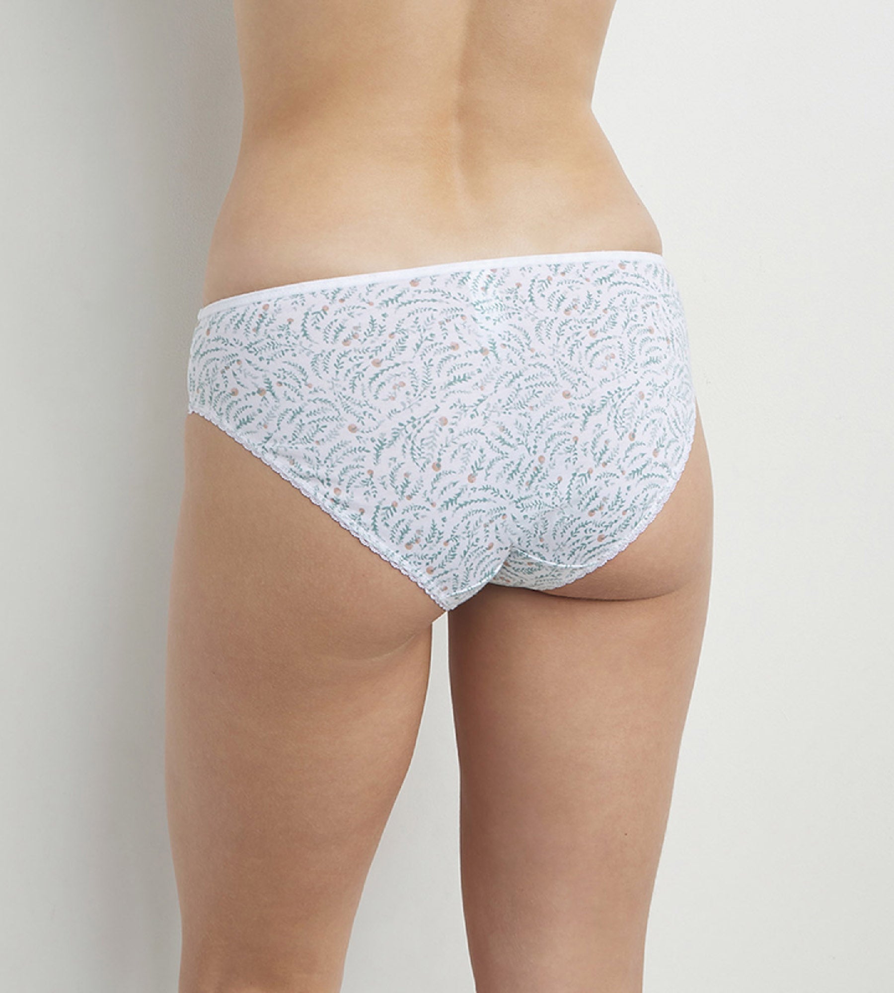 DIM Slip donna in cotone e tulle con motivo vegetale Cotone bio Generous Bianco