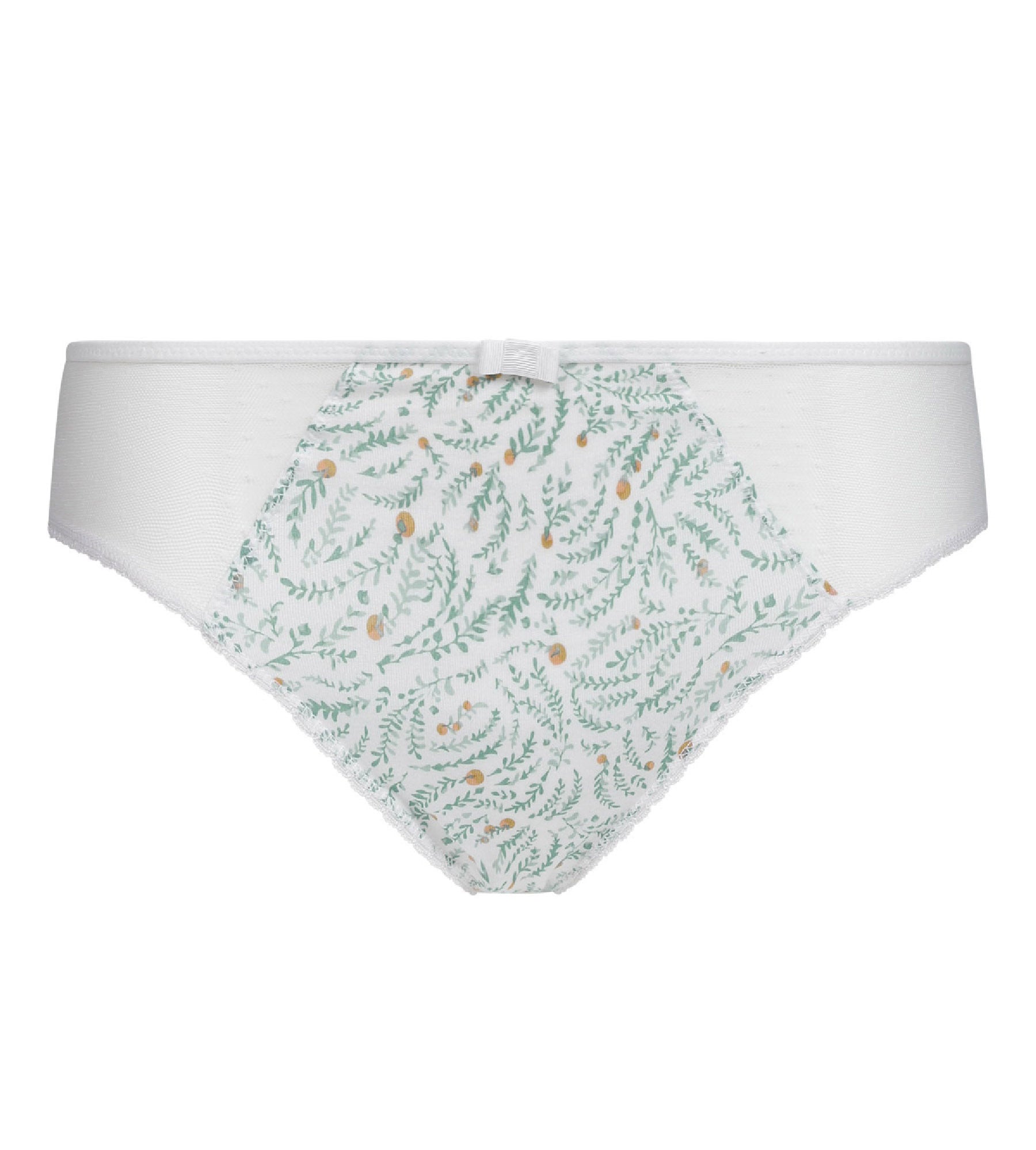 DIM Slip donna in cotone e tulle con motivo vegetale Cotone bio Generous Bianco