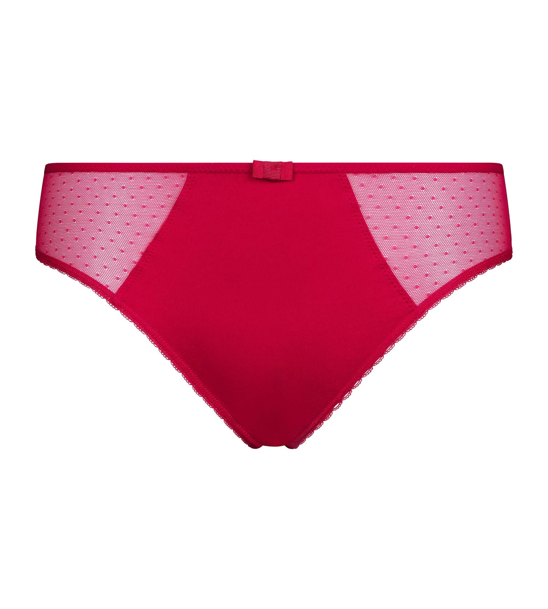 DIM Slip da donna in cotone bio e tulle plumetis Rosso ciliegia Generous Dim