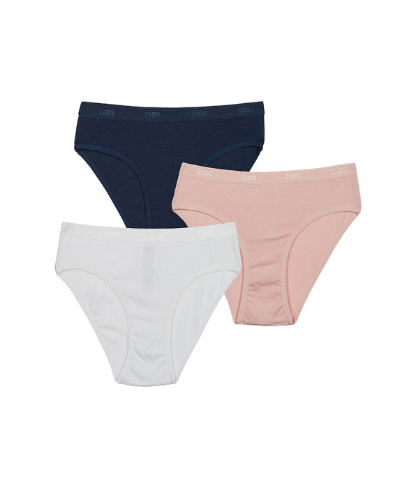 DIM Les Pockets Bambina 3 Pacco da slip in cotone elasticizzato blu Clochette