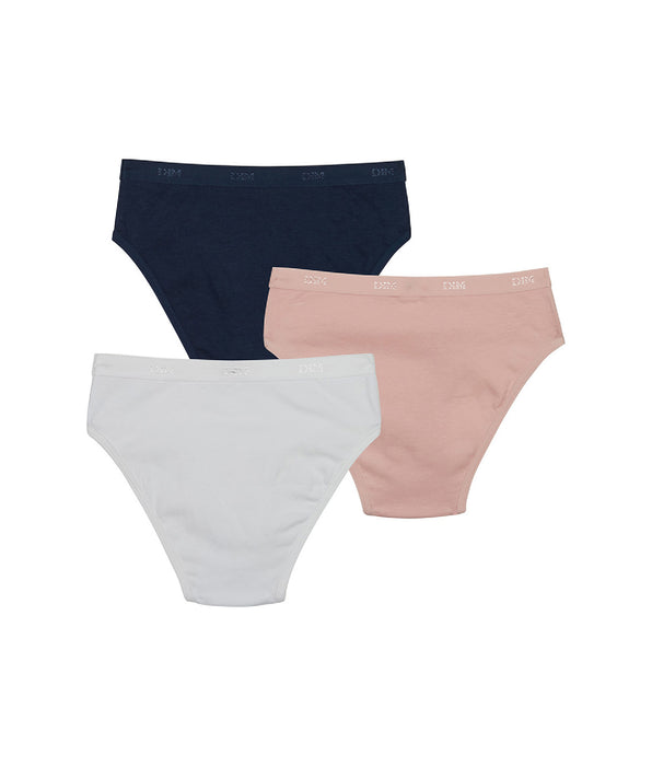 DIM Les Pockets Bambina 3 Pacco da slip in cotone elasticizzato blu Clochette