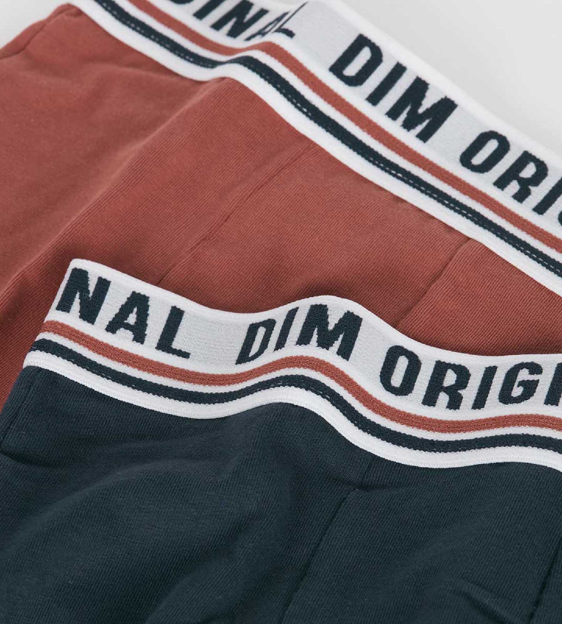 DIM Pacco da 2 boxer in cotone elasticizzato Dim Originals Blue Red Retro Waistband