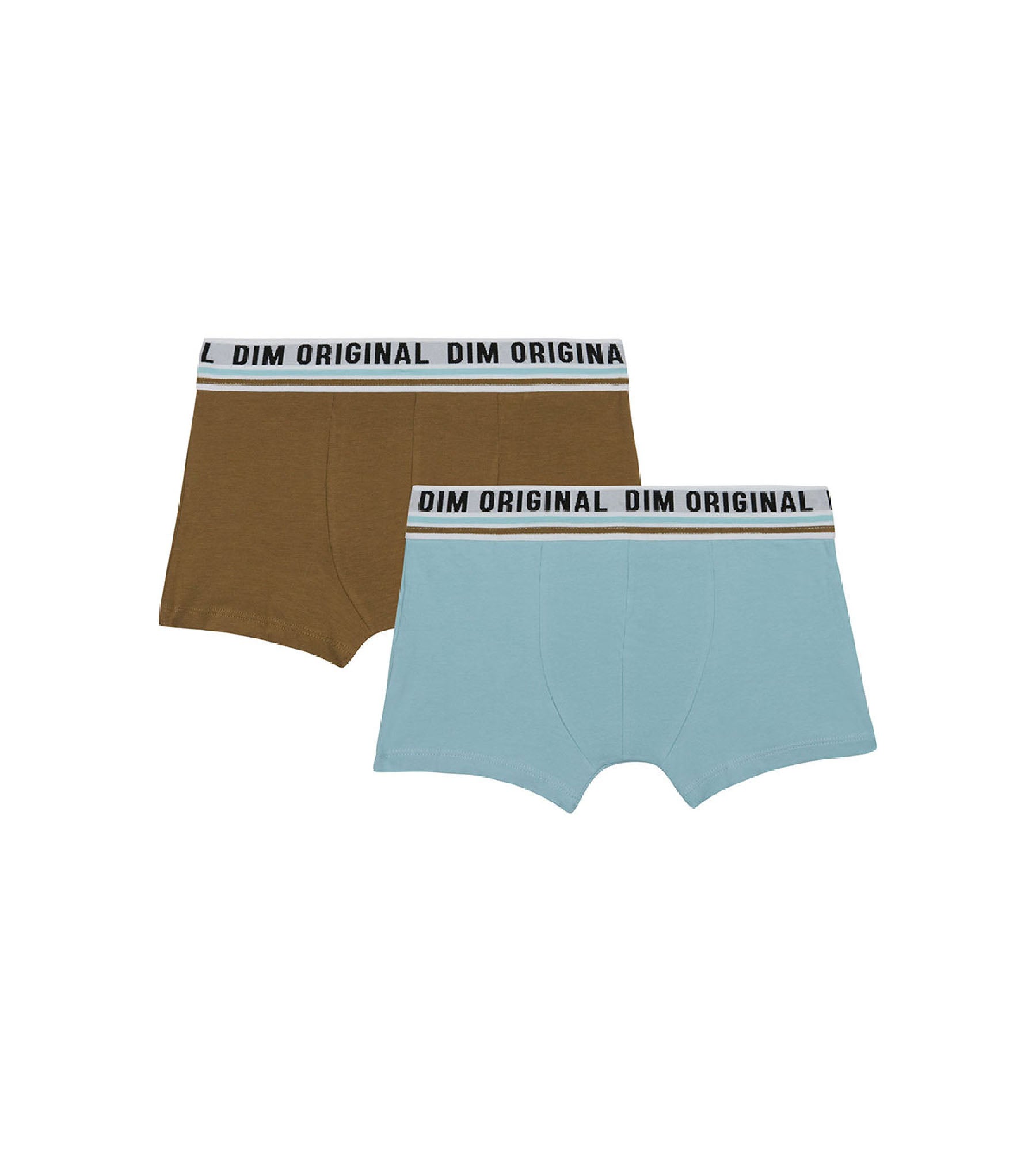 DIM Pacco da 2 boxer in cotone elasticizzato con cintura retrò blu marrone Dim Originals