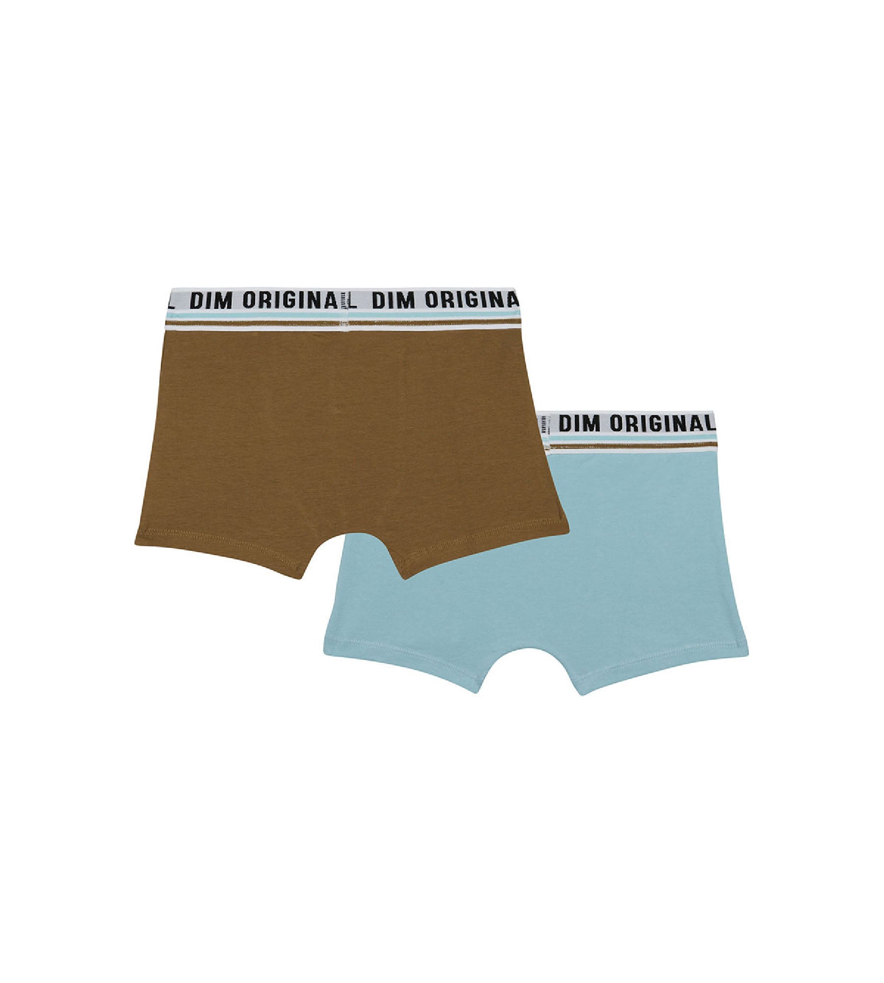 DIM Pacco da 2 boxer in cotone elasticizzato con cintura retrò blu marrone Dim Originals