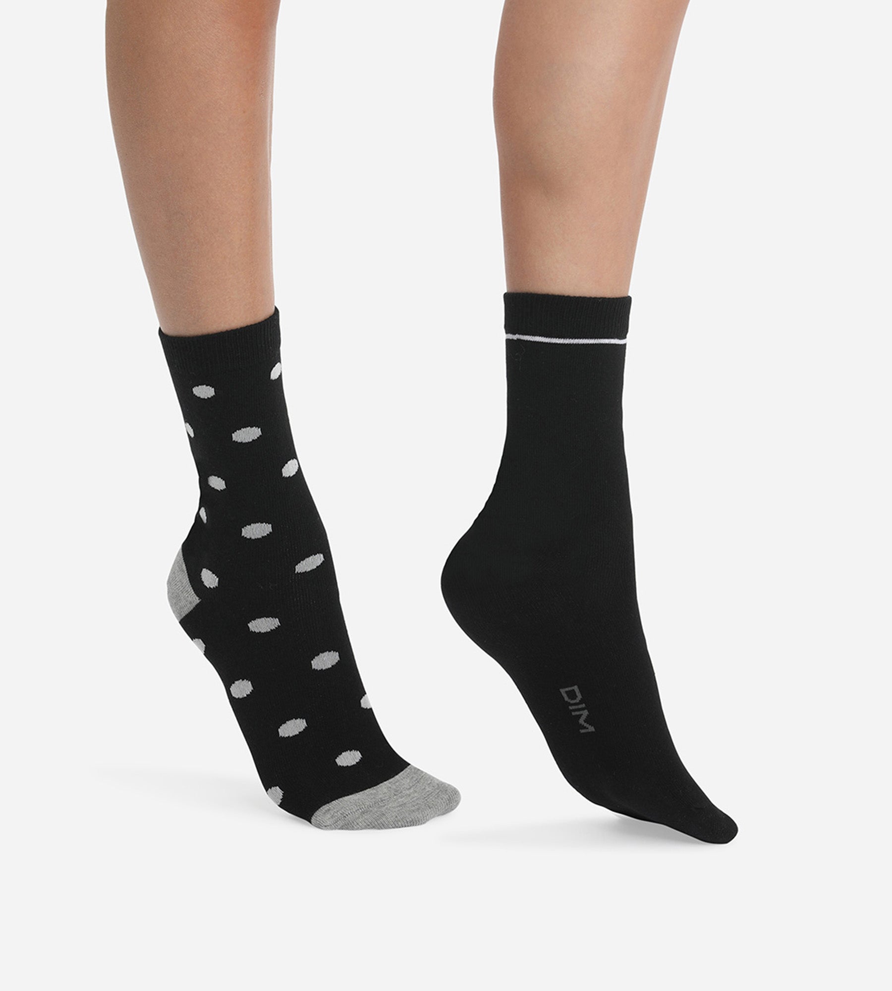 DIM Pacco da 2 paia di calze da donna a pois neri Dim Cotton Style