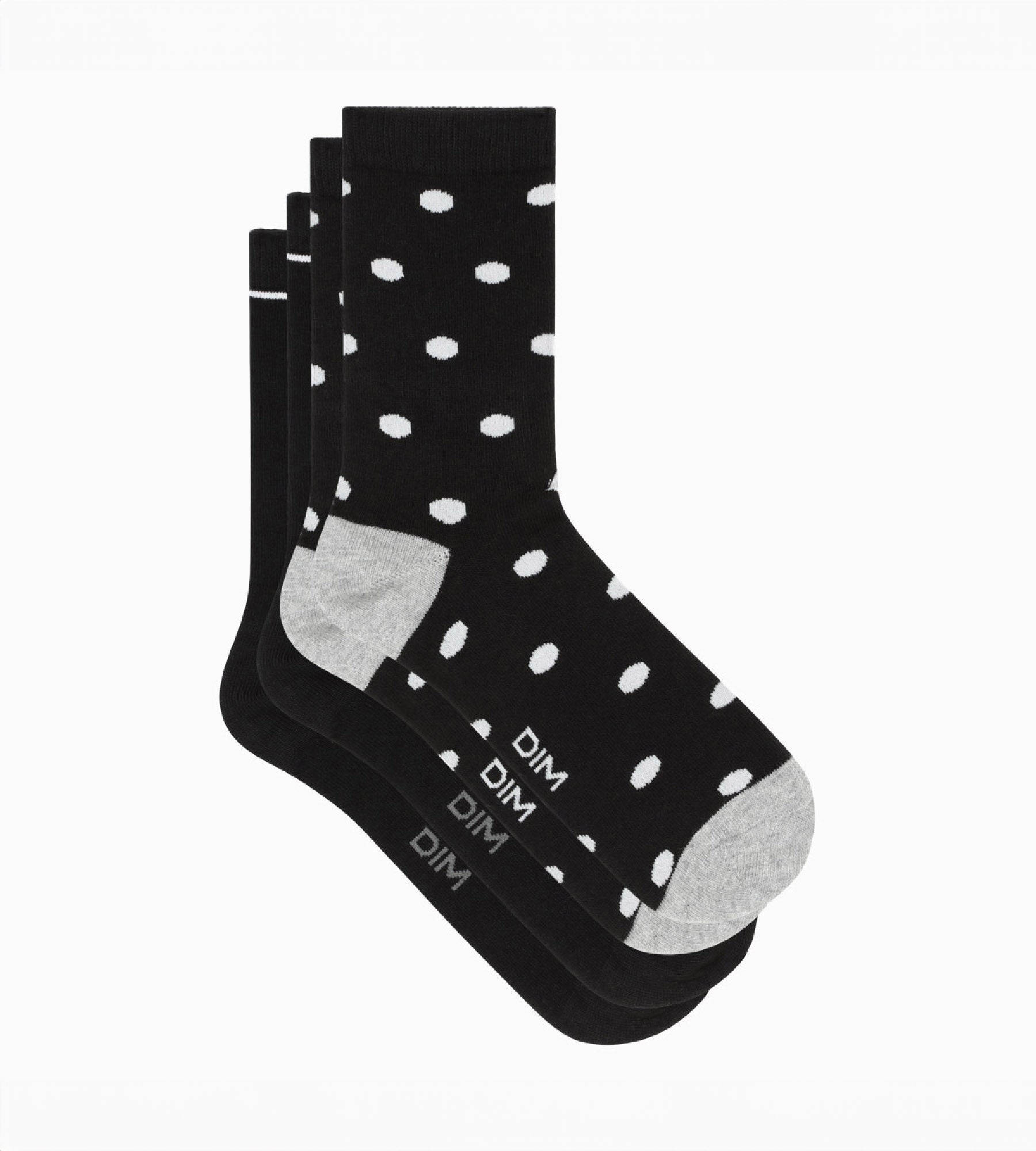 DIM Pacco da 2 paia di calze da donna a pois neri Dim Cotton Style