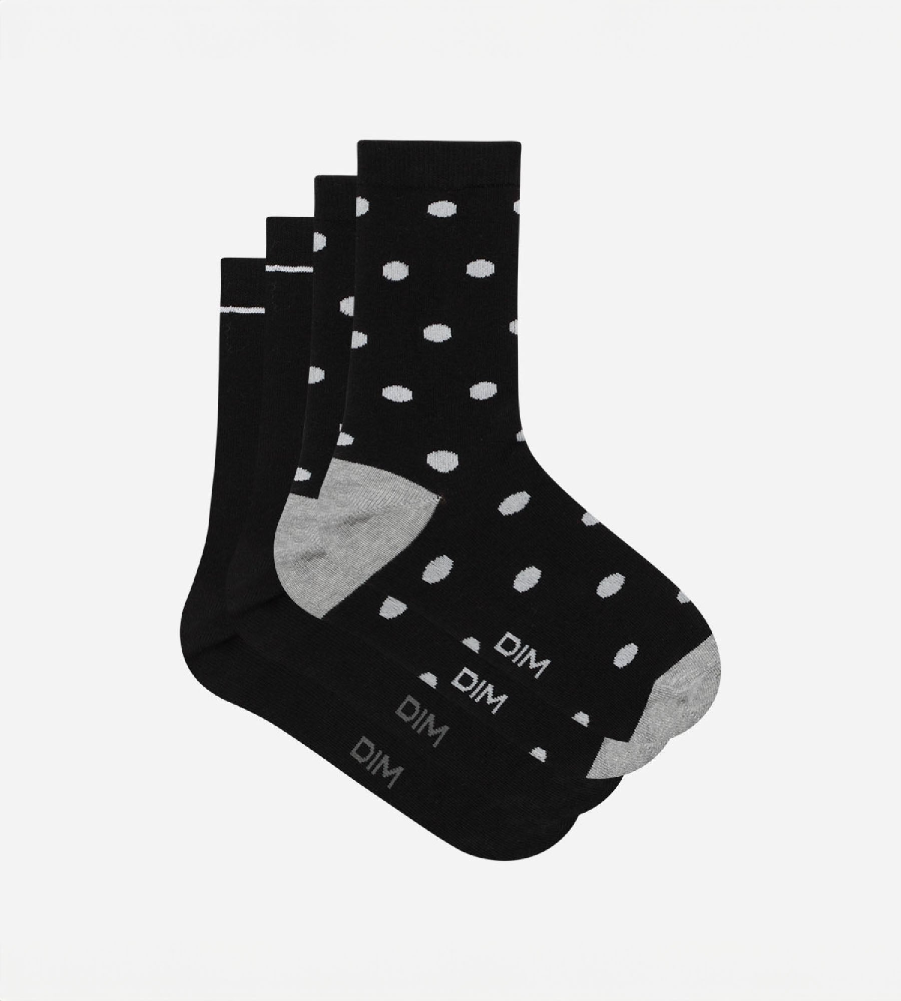 DIM Pacco da 2 paia di calze da donna a pois neri Dim Cotton Style