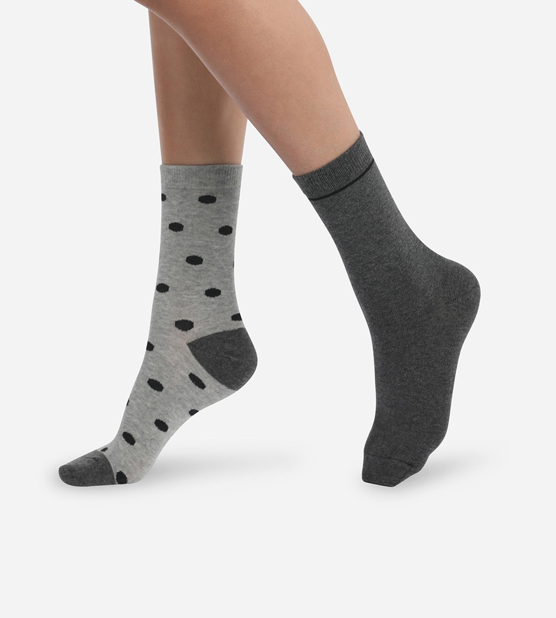 DIM Pacco da 2 paia di calze da donna grigie a pois Dim in cotone