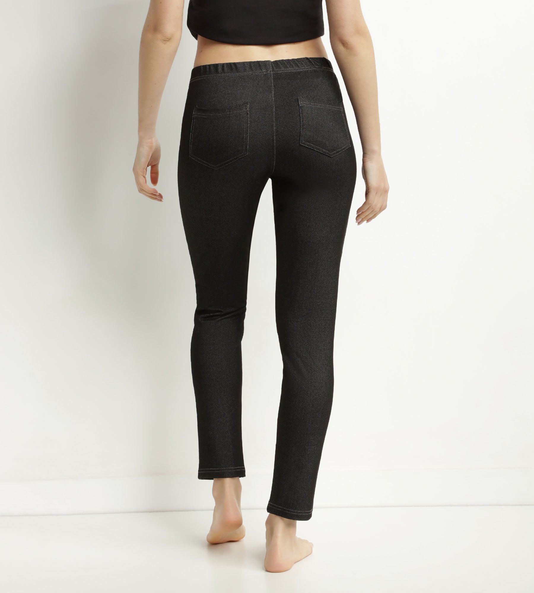 DIM Leggings donna in denim nero con tasche Dim Relax & Go