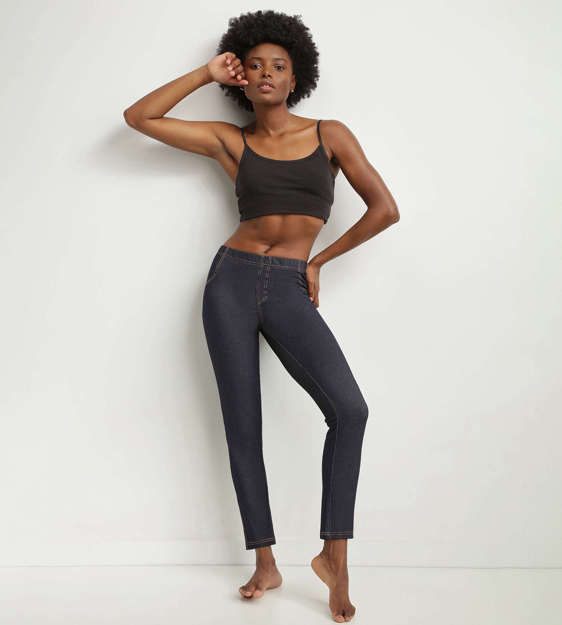 DIM Leggings donna in denim blu con tasche Dim Relax & Go