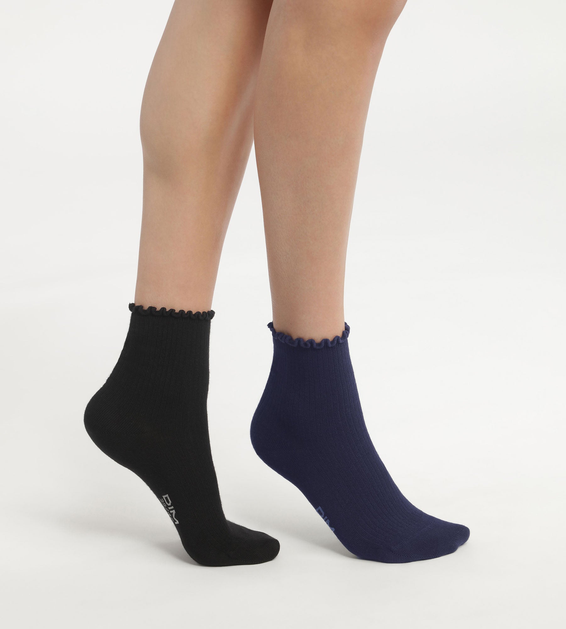 DIM 2 Pacco da calze da donna in Modal Dim nero navy con volant
