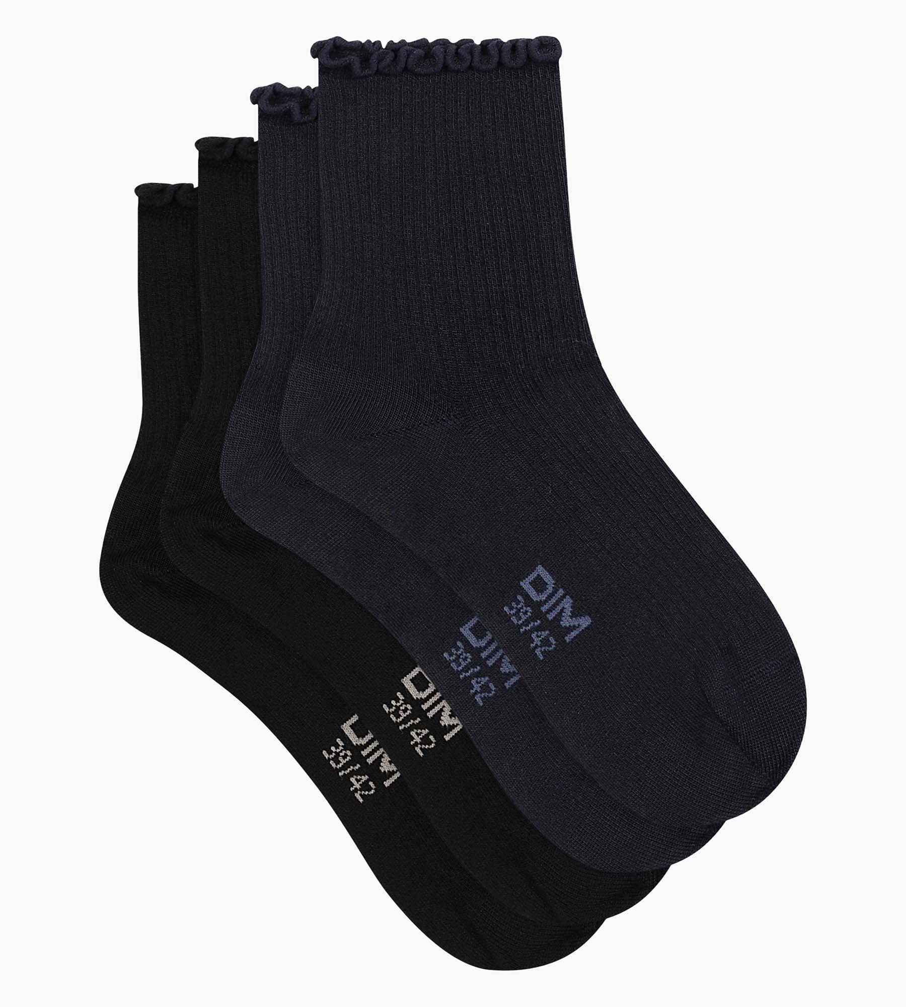 DIM 2 Pacco da calze da donna in Modal Dim nero navy con volant