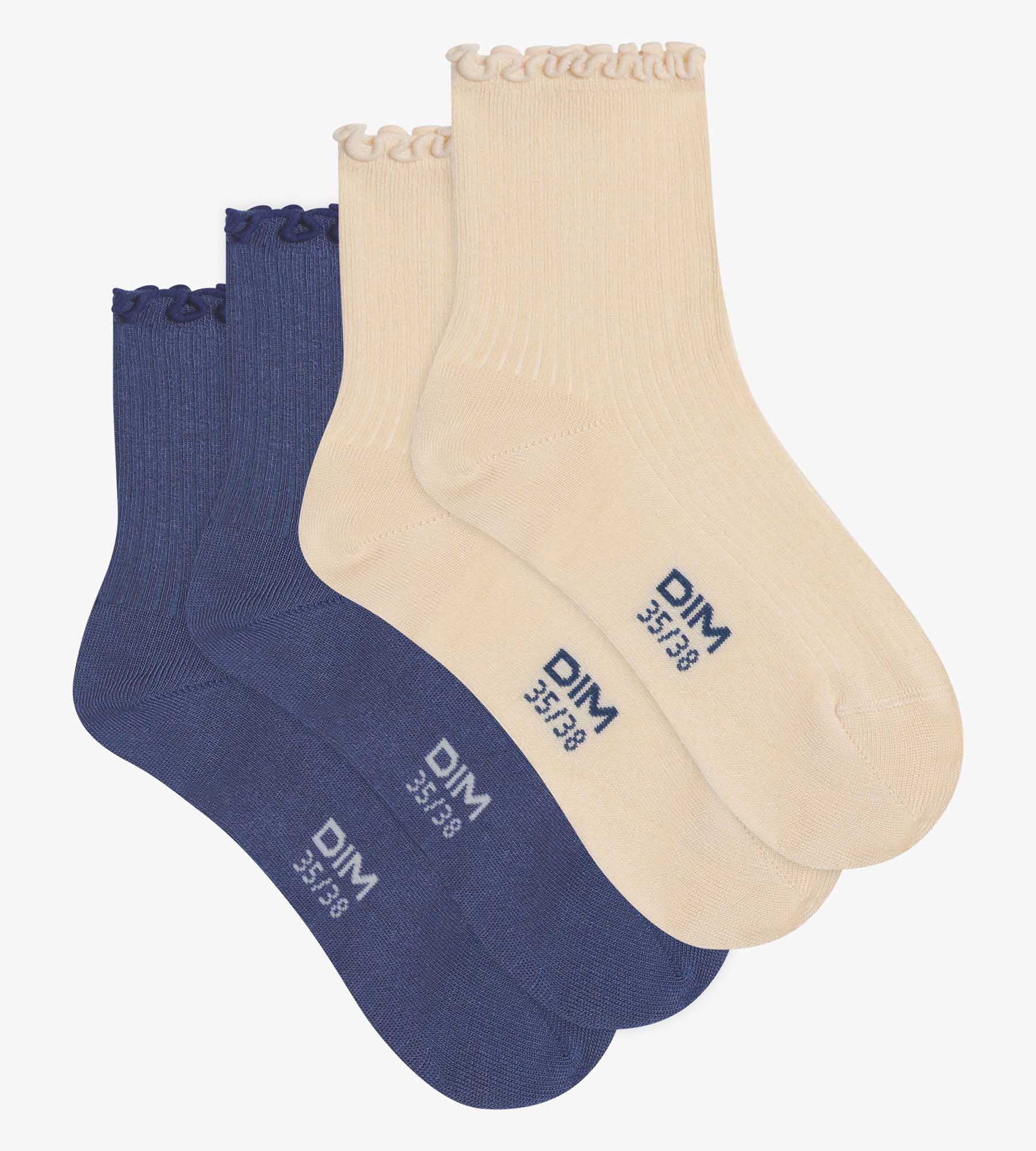 DIM 2 Pacco da calze da donna con volant blu crema Dim Modal