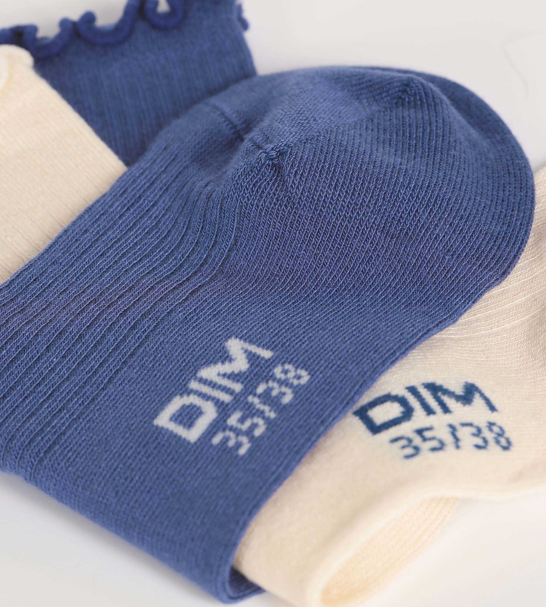 DIM 2 Pacco da calze da donna con volant blu crema Dim Modal