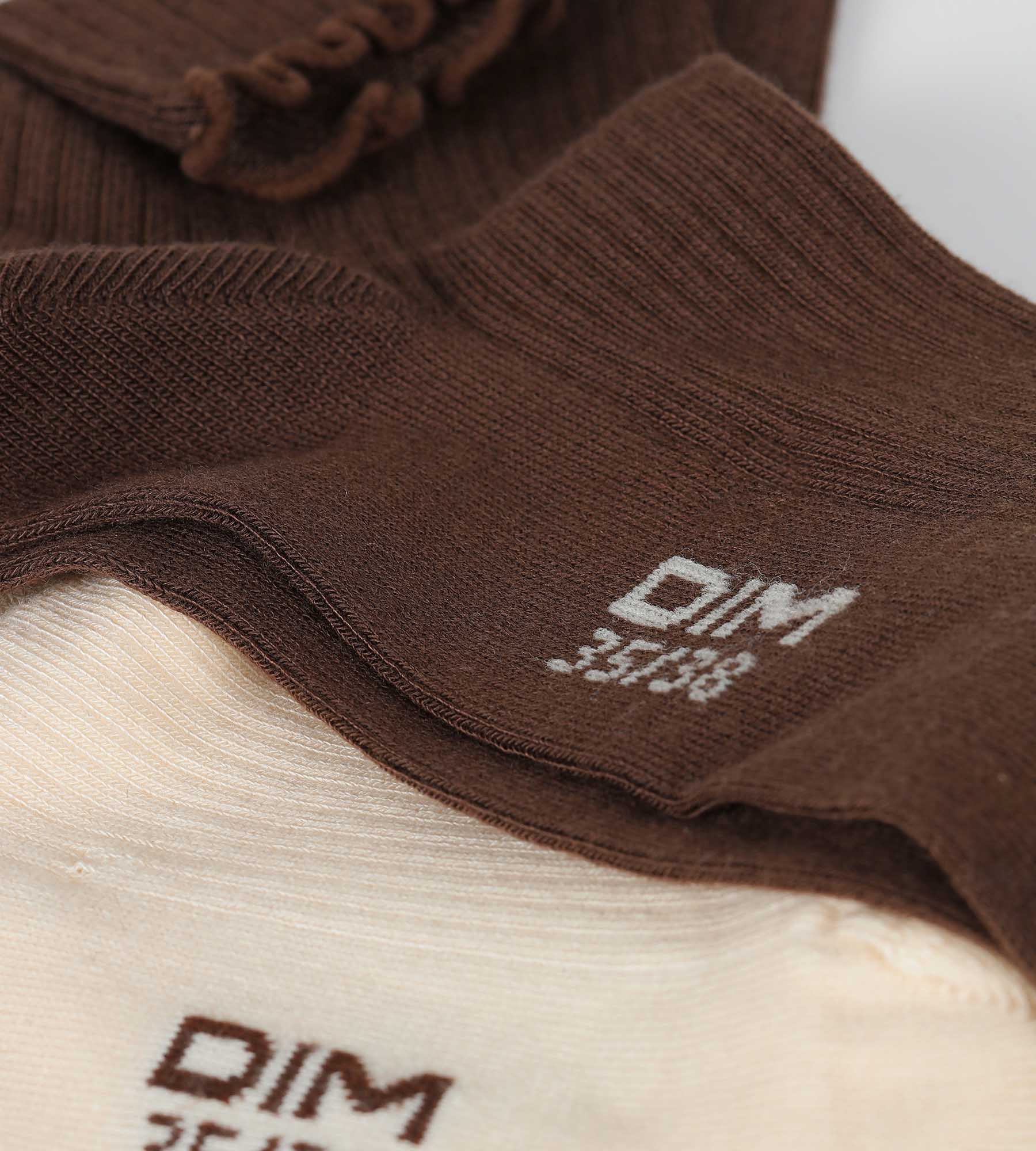 DIM Pacco da 2 paia di fantasmini da donna beige con volant in Modal.