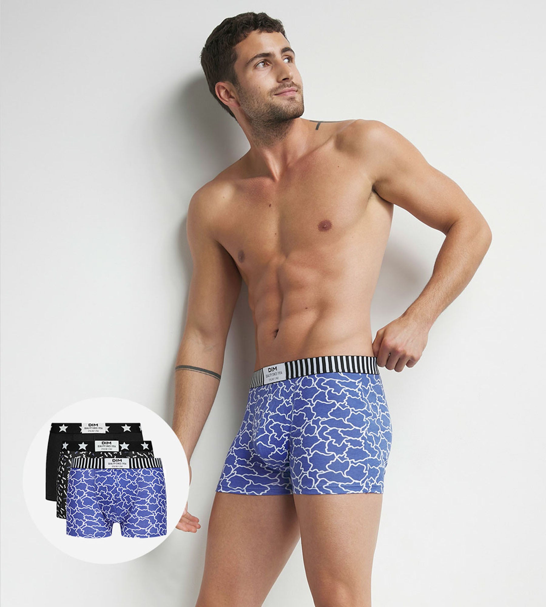 DIM Pacco da 3 boxer da uomo blu nero con nuvole Dim Vibes