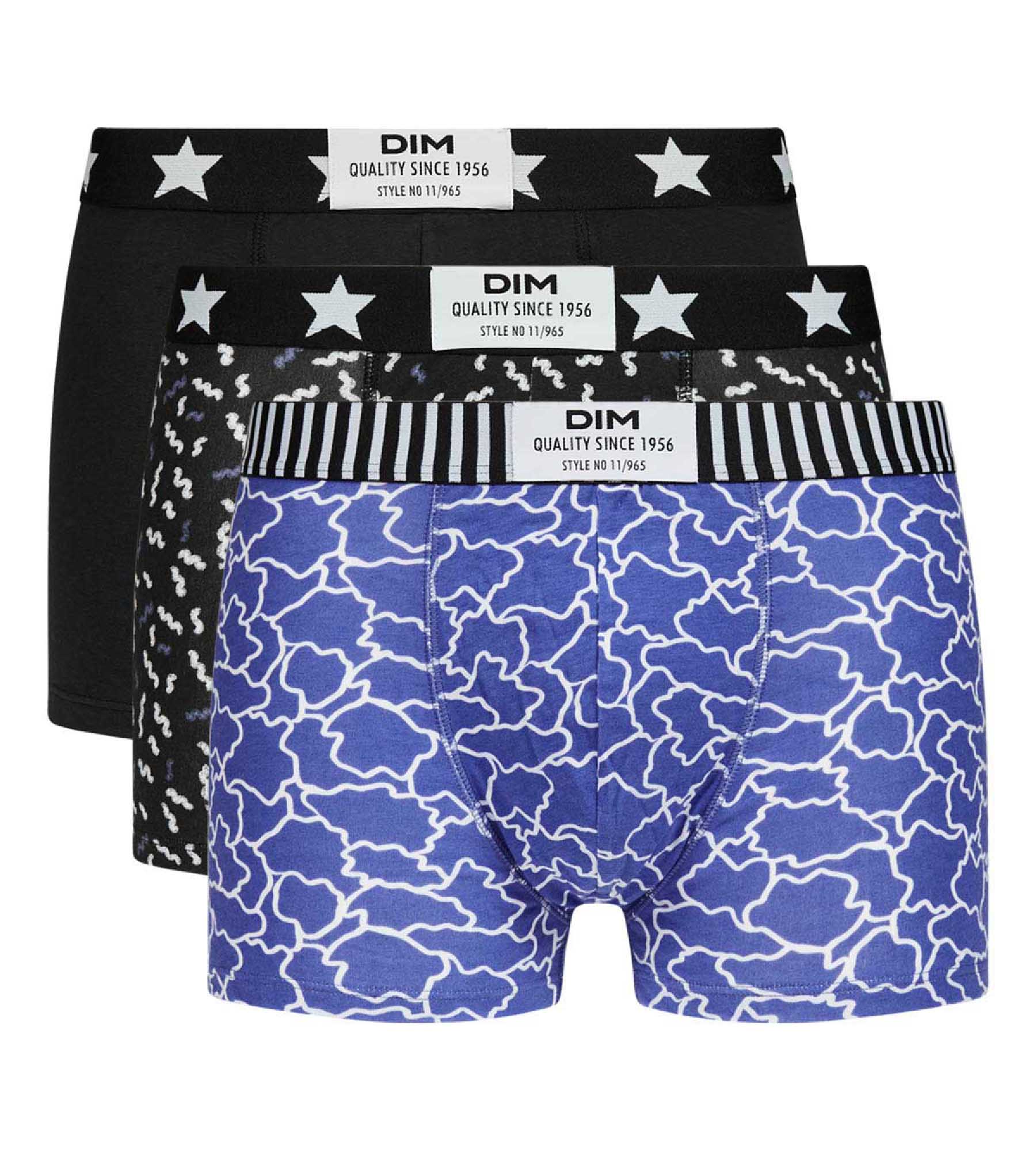 DIM Pacco da 3 boxer da uomo blu nero con nuvole Dim Vibes
