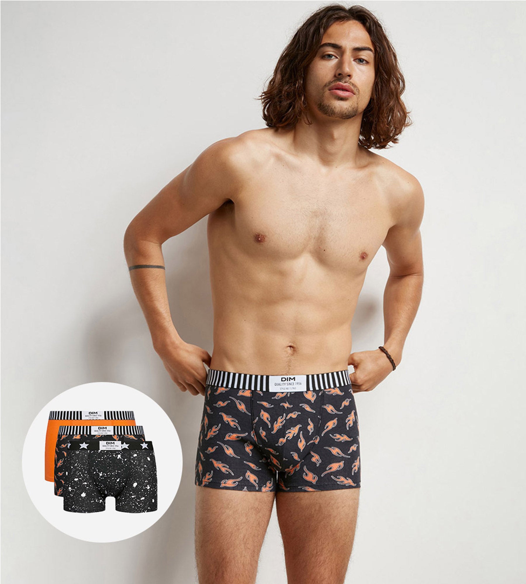DIM Pacco da 3 boxer da uomo in cotone elasticizzato Marble & Flame Dim Vibes