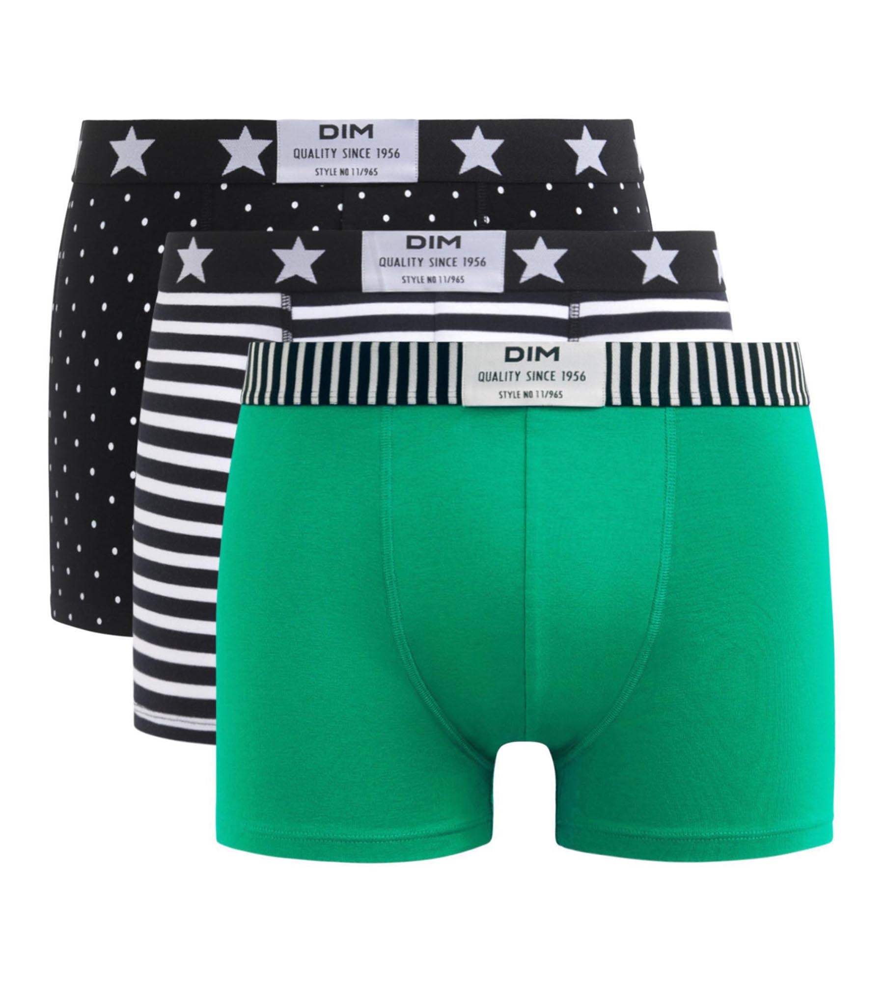 DIM Multipack di 3 boxer a righe da uomo in cotone elasticizzato Dim Vibes