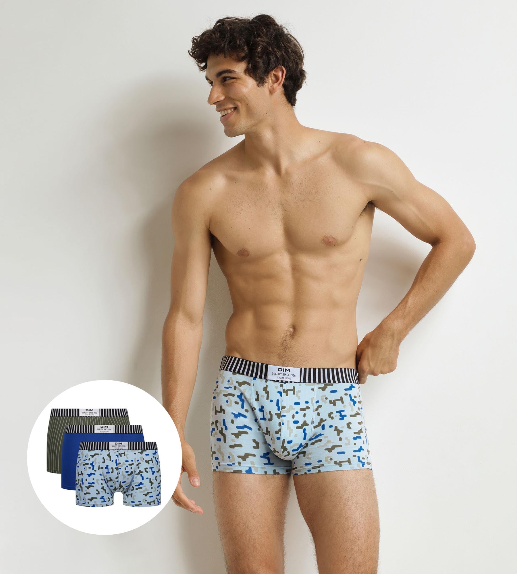 DIM Pacco da 3 boxer da uomo Black Blue Khaki Dim Vibes