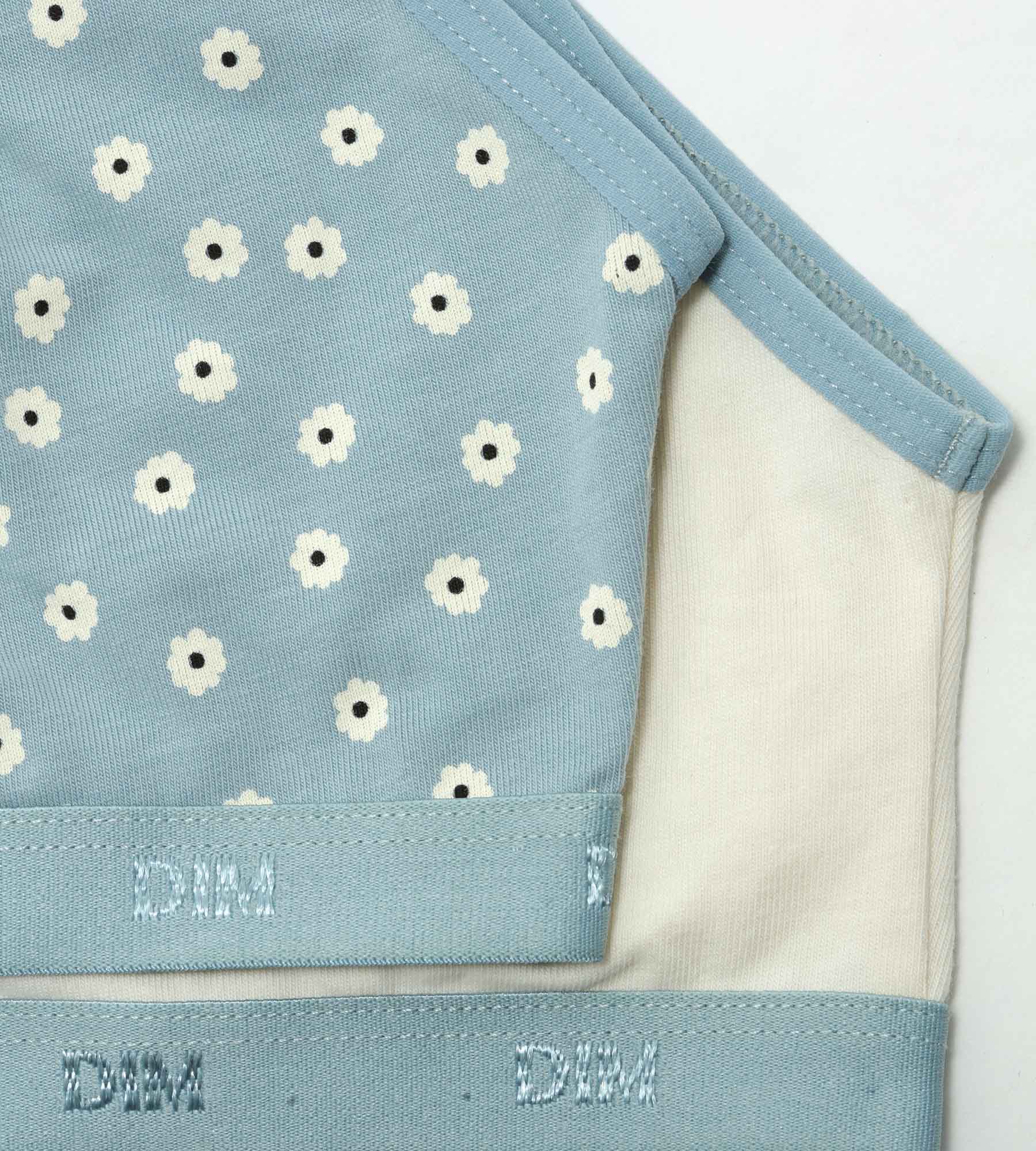 DIM Pacco da 2 reggiseni Les Pockets da bambina in cotone stampato a fiori color crema