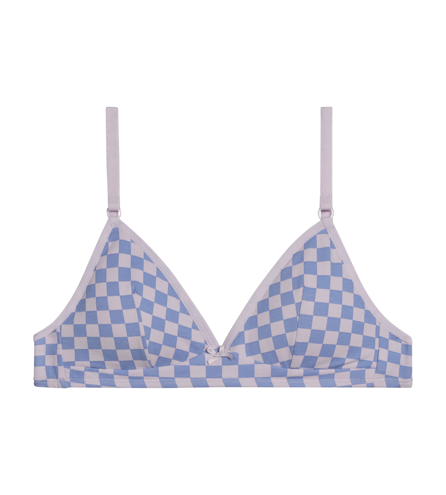 DIM Reggiseno a triangolo Les Pockets Lila in cotone elasticizzato con motivo a scacchiera per bambina