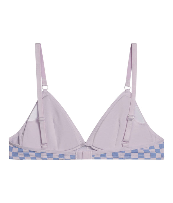 DIM Reggiseno a triangolo Les Pockets Lila in cotone elasticizzato con motivo a scacchiera per bambina