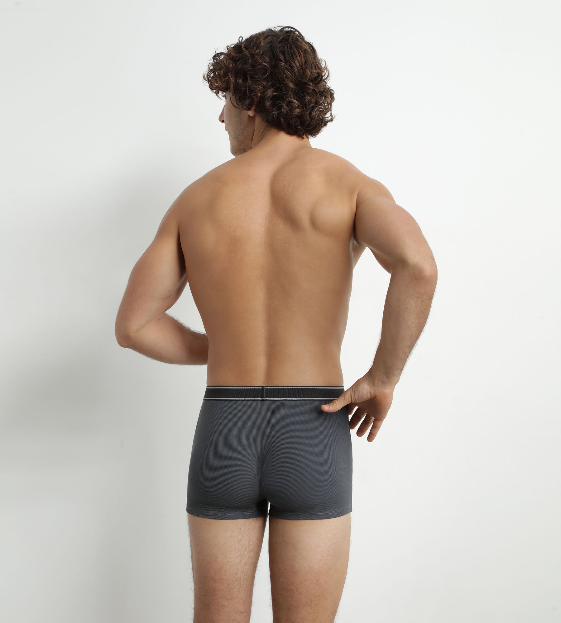 DIM Boxer Uomo Cotone Modal a coste Granito Grigio Nero Cintura Dim Elegante