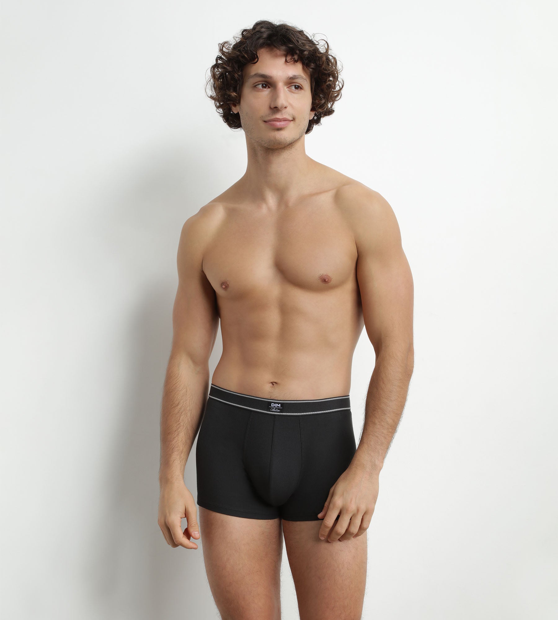 DIM Boxer uomo nero a coste in cotone modale Dim Elegant