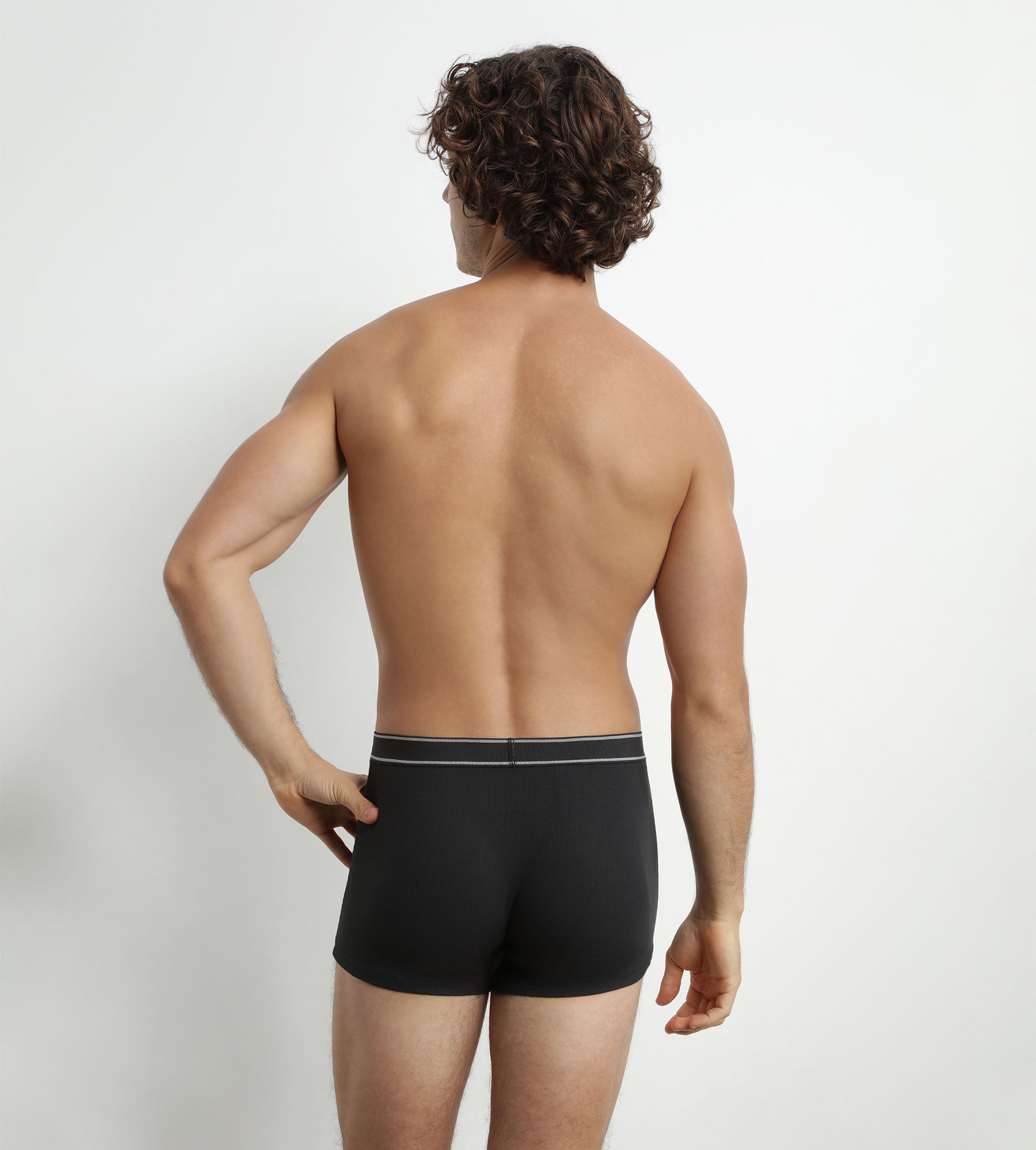 DIM Boxer uomo nero a coste in cotone modale Dim Elegant