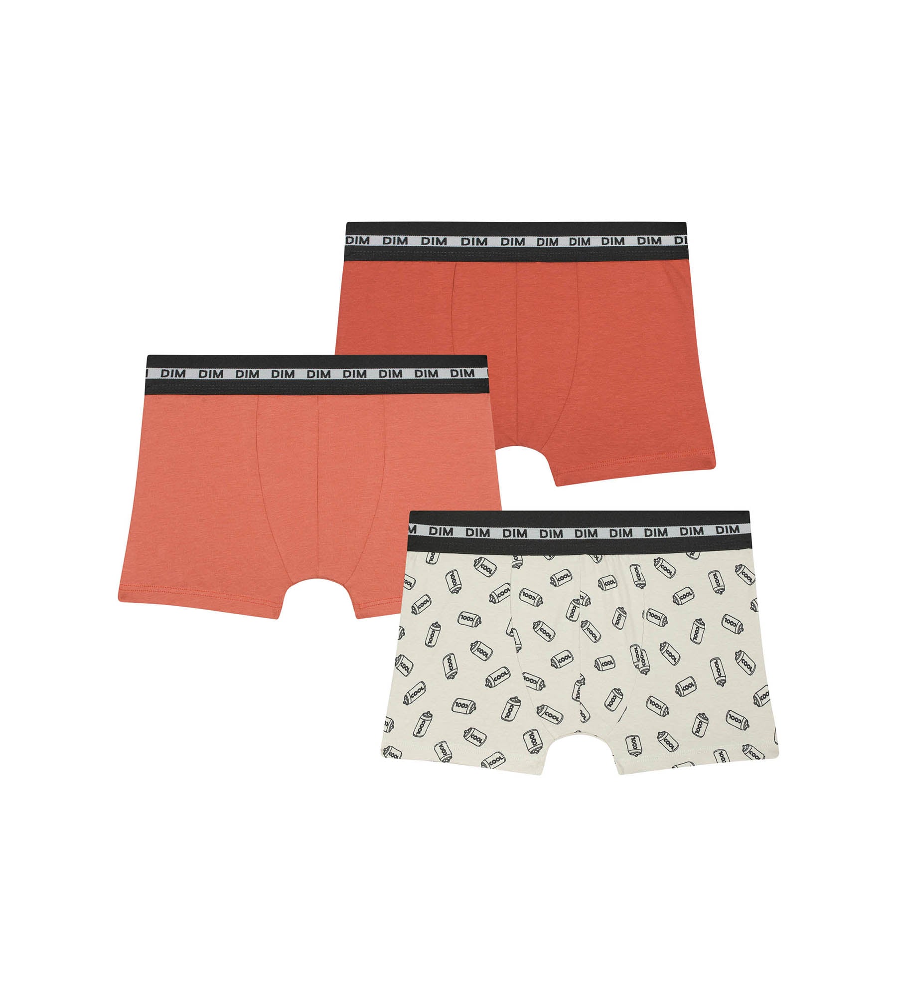 DIM Pacco da 3 boxer arancioni con motivo Soda per ragazzi Dim in cotone elasticizzato