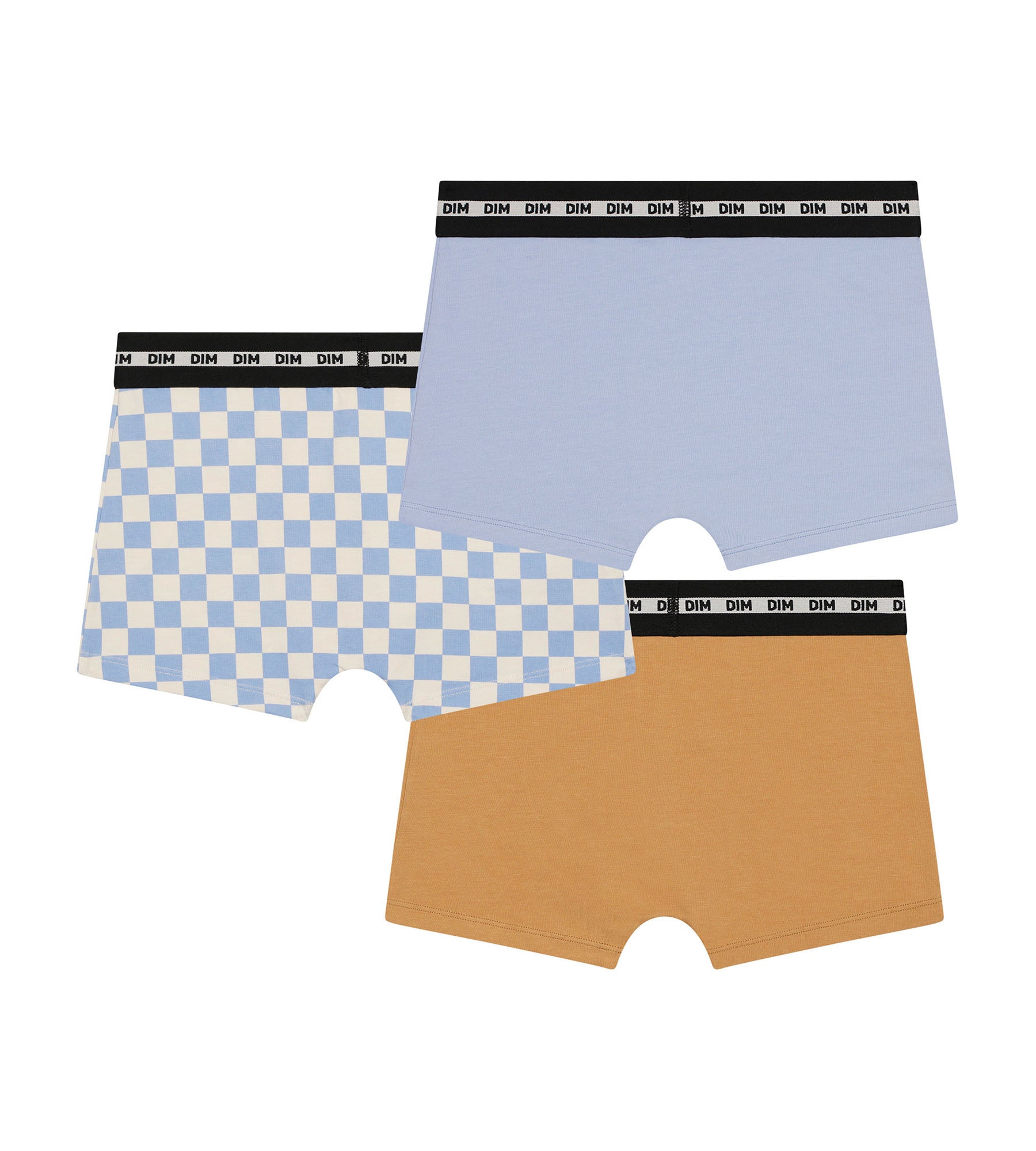DIM Lila Blu Cotone Stretch Fashion Pacco da 3 boxer a scacchiera per ragazzi